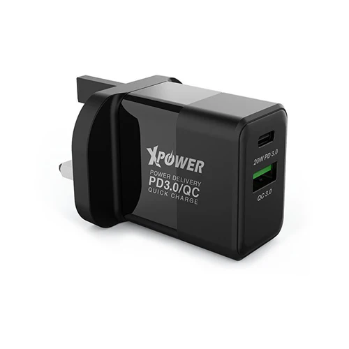 AcceOn Dual Port Wall Charger with USB-C to Lightning Cable 1m Black - Image 3