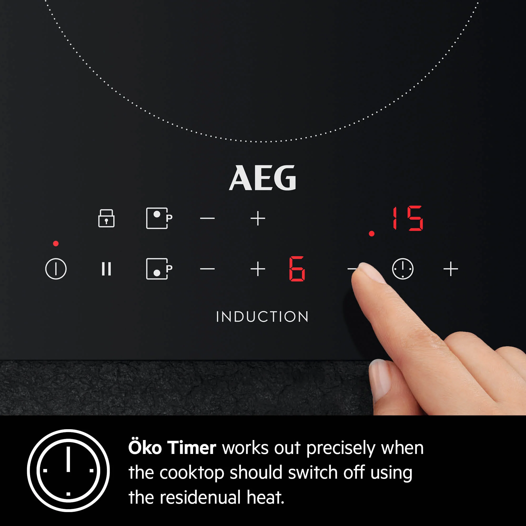 AEG Built-in Electric Hob 60cm, Xl cooking zones, Oko timer, Touch controls, Black, HK654070XB - Image 4