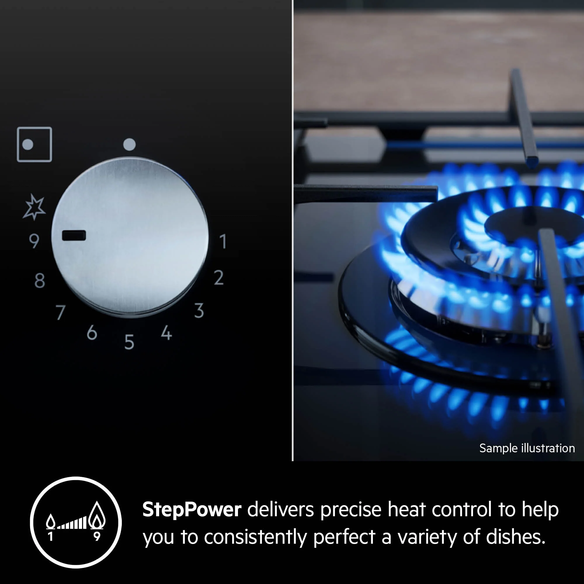 AEG Built-in Gas Hob 60cm, 4 Burner, Stainless Steel, Black, HGB64420SM - Image 5