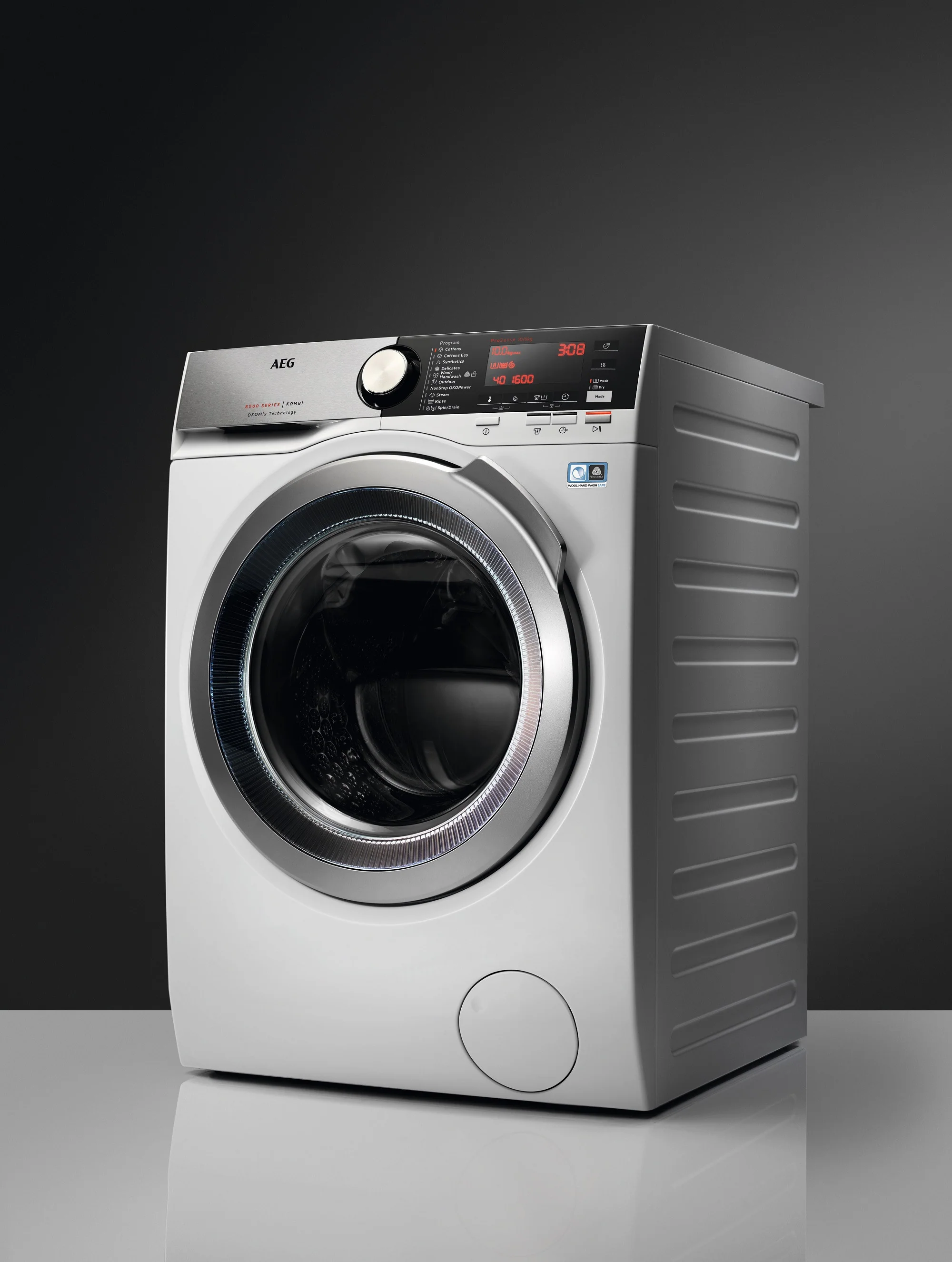 AEG Standalone Front Load Washer Dryer 10 kg, Free standing, Prosense technology, Stain Removal, Eco Wash, White, LWX8C1612W - Image 2
