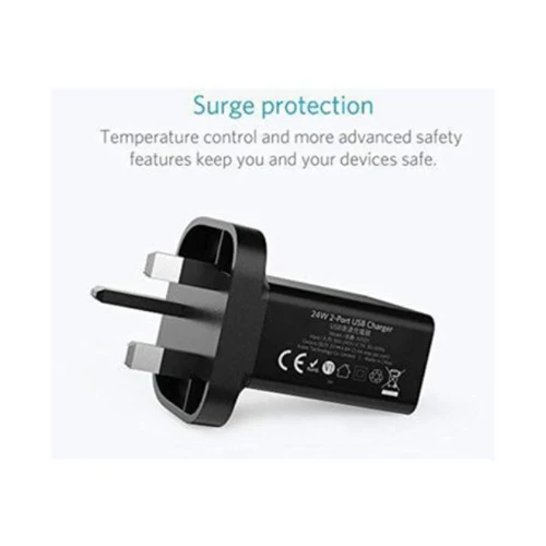 Anker 24W 2-Port USB Wall Charger Black - Image 3