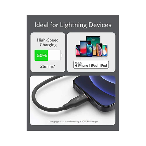 Anker PowerLine III Flow USB C To Lightning Cable 90cm Midnight Black - Image 6
