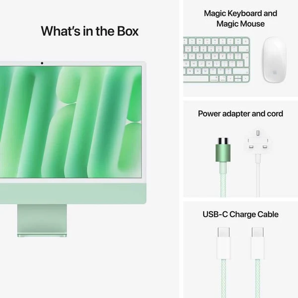 Apple iMac  24-inch (2024), M4 chip with 10-core CPU, 16GB RAM, 256GB SSD, 10-core GPU, 4.5K Retina Display, English Keyboard, UAE Version, Green, MWUY3ZS/A - Image 7