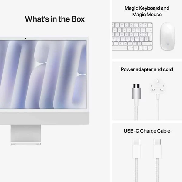 Apple iMac  24-inch (2024), M4 chip with 10-core CPU, 16GB RAM, 256GB SSD, 10-core GPU, 4.5K Retina Display, English Keyboard, UAE Version, Silver, MD3H4ZS/A - Image 7