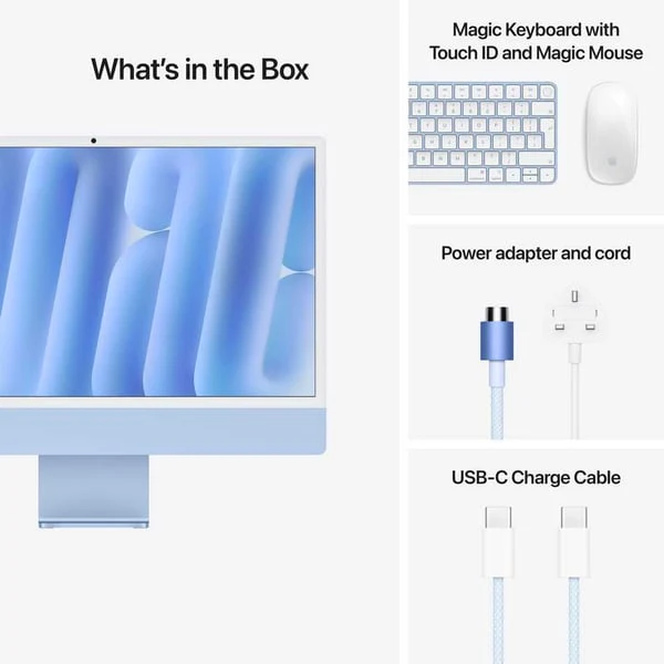Apple iMac  24-inch (2024), M4 chip with 10-core CPU, 16GB RAM, 512GB SSD, 10-core GPU, 4.5K Retina Display, Eng-Arb Keyboard, UAE Version, Blue, MWV33AB/A - Image 7