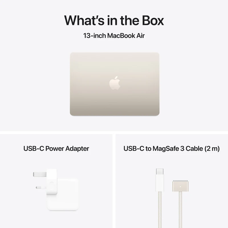 Apple MacBook Air 13, 13.6-inch display, M4, 16GB RAM, 256GB Storage, English-Arabic Keyboard, Starlight (2025) - Image 11