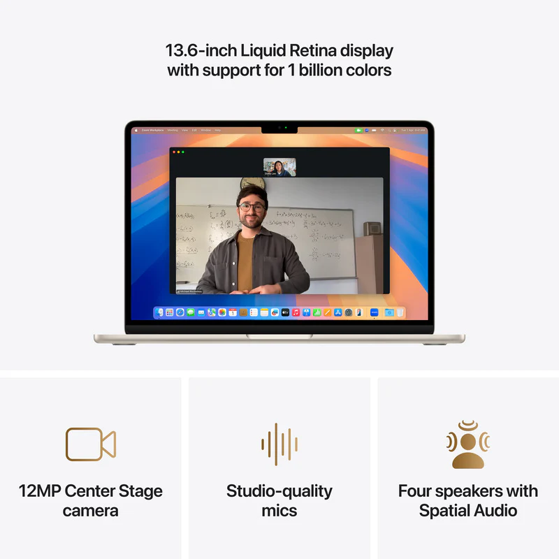 Apple MacBook Air 13, 13.6-inch display, M4, 16GB RAM, 256GB Storage, English-Arabic Keyboard, Starlight (2025) - Image 5