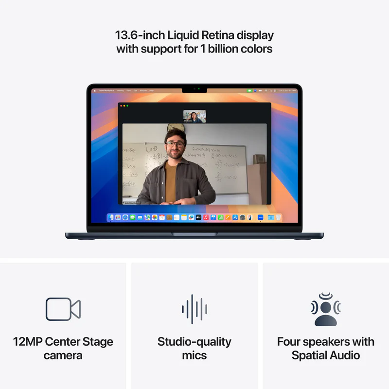 Apple MacBook Air 13, 13.6-inch display, M4, 16GB RAM, 512GB Storage, English-Arabic Keyboard, Midnight (2025) - Image 5