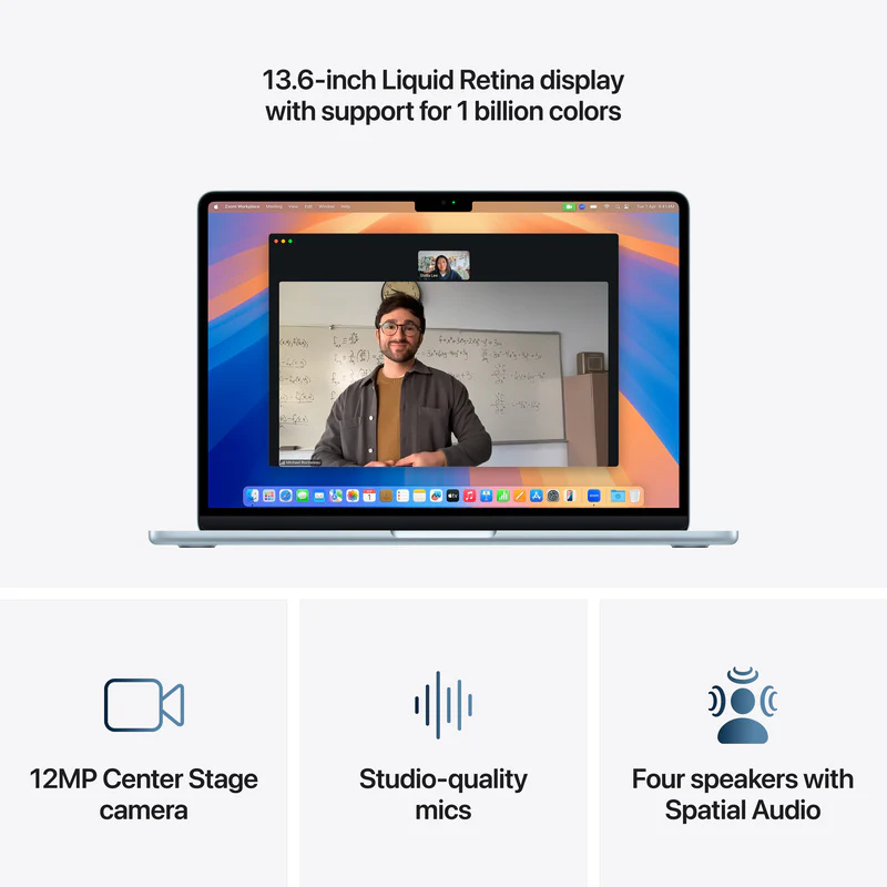 Apple MacBook Air 13, 13.6-inch display, M4, 16GB RAM, 256GB Storage, English-Arabic Keyboard, Sky Blue (2025) - Image 5