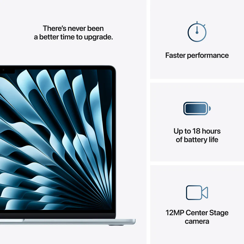 Apple MacBook Air 15, 15.3-inch display, M4, 16GB RAM, 256GB Storage, English-Arabic Keyboard, Sky Blue (2025) - Image 10