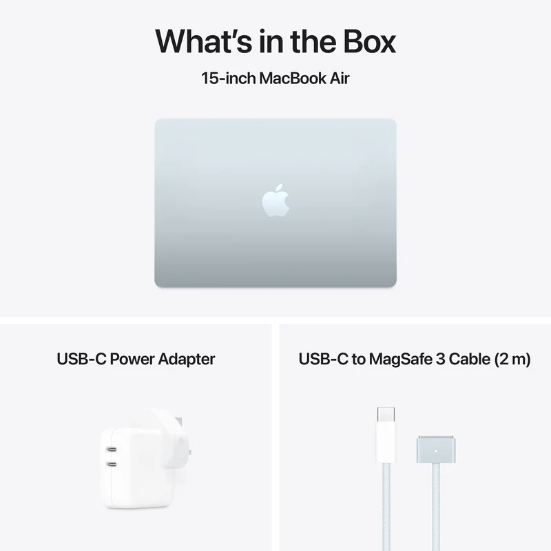 Apple MacBook Air 15, 15.3-inch display, M4, 16GB RAM, 256GB Storage, English-Arabic Keyboard, Sky Blue (2025) - Image 11