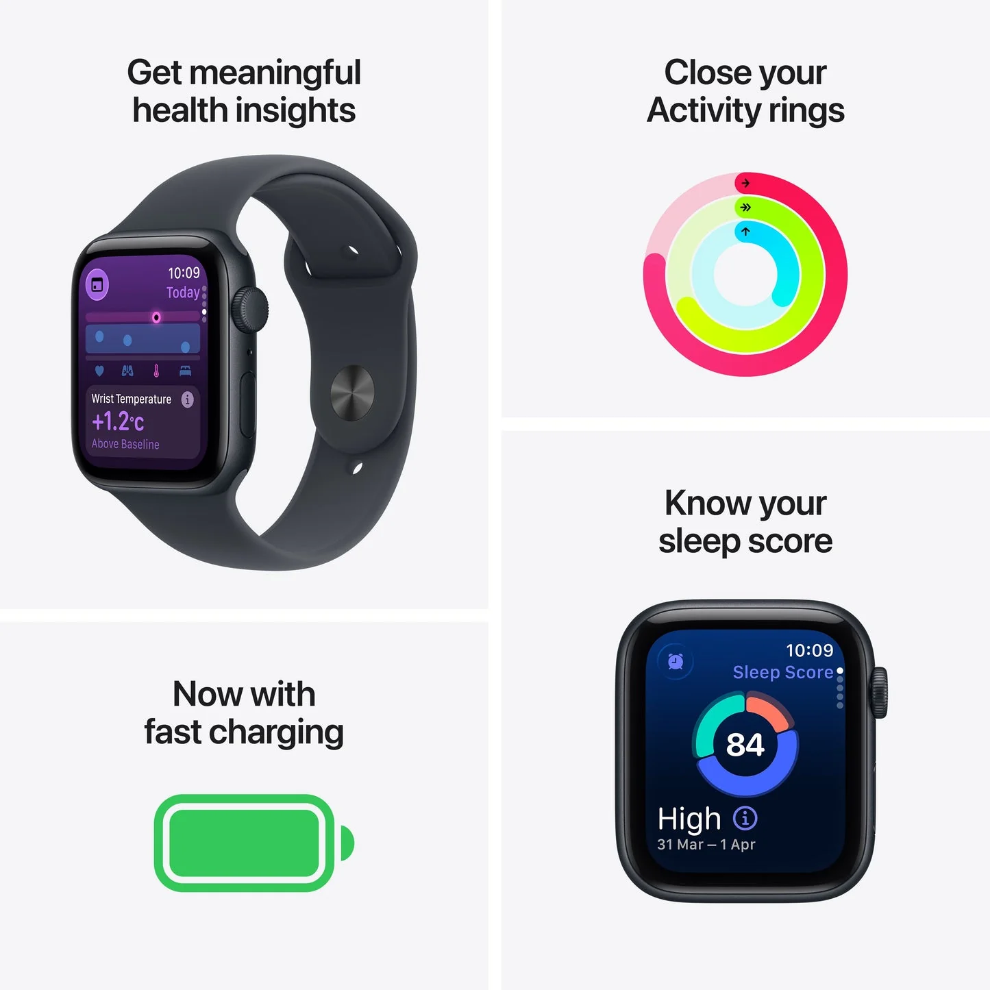 Apple Watch SE 3 GPS 40mm, Starlight Aluminium Case with Starlight Sport Band, S/M - Image 3