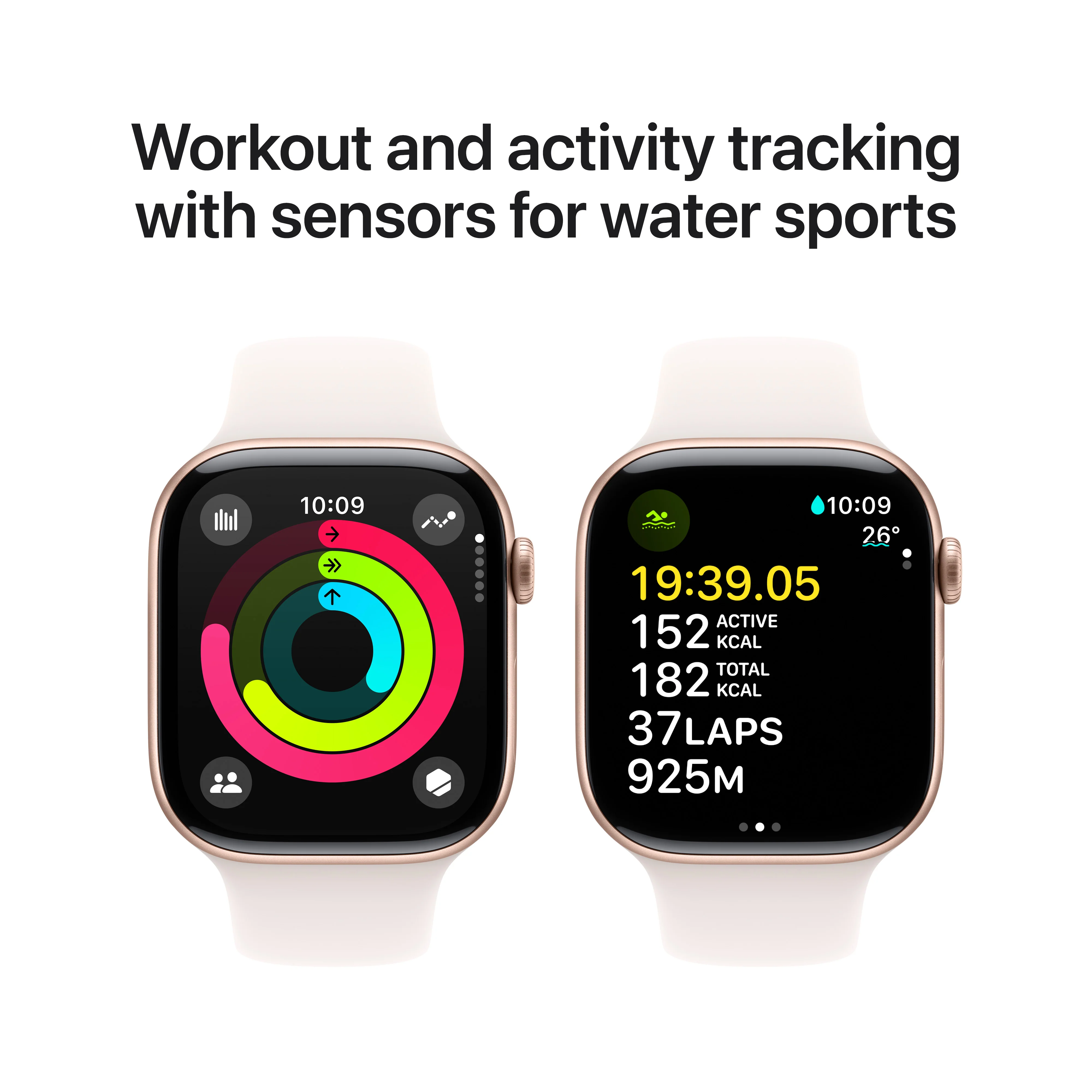 Apple Watch Series 10 GPS 42mm Rose Gold Aluminium Case with Light Blush Sport Band - S/M, MWWH3QA/A - Image 4