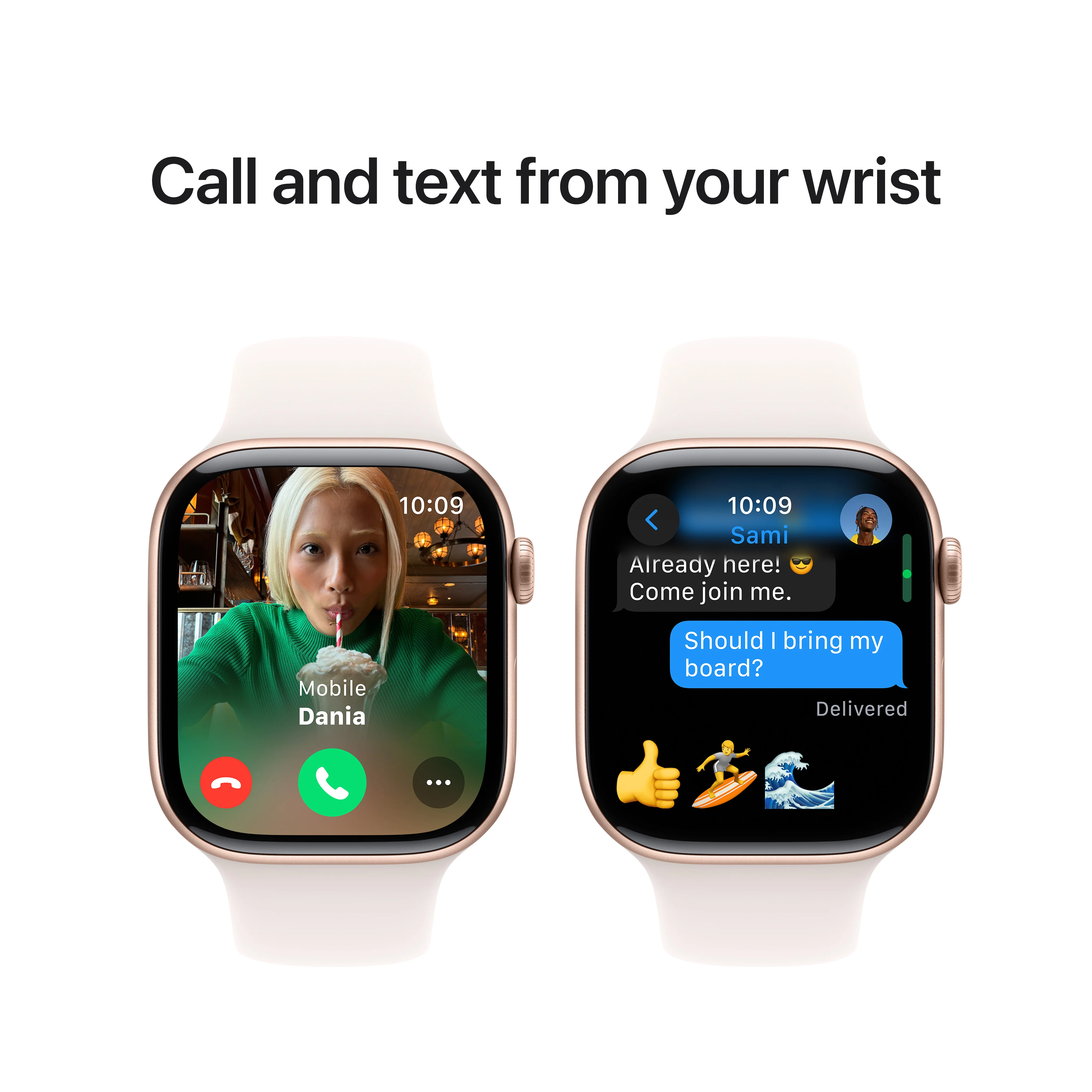 Apple Watch Series 10 GPS 42mm Rose Gold Aluminium Case with Light Blush Sport Band - S/M, MWWH3QA/A - Image 7