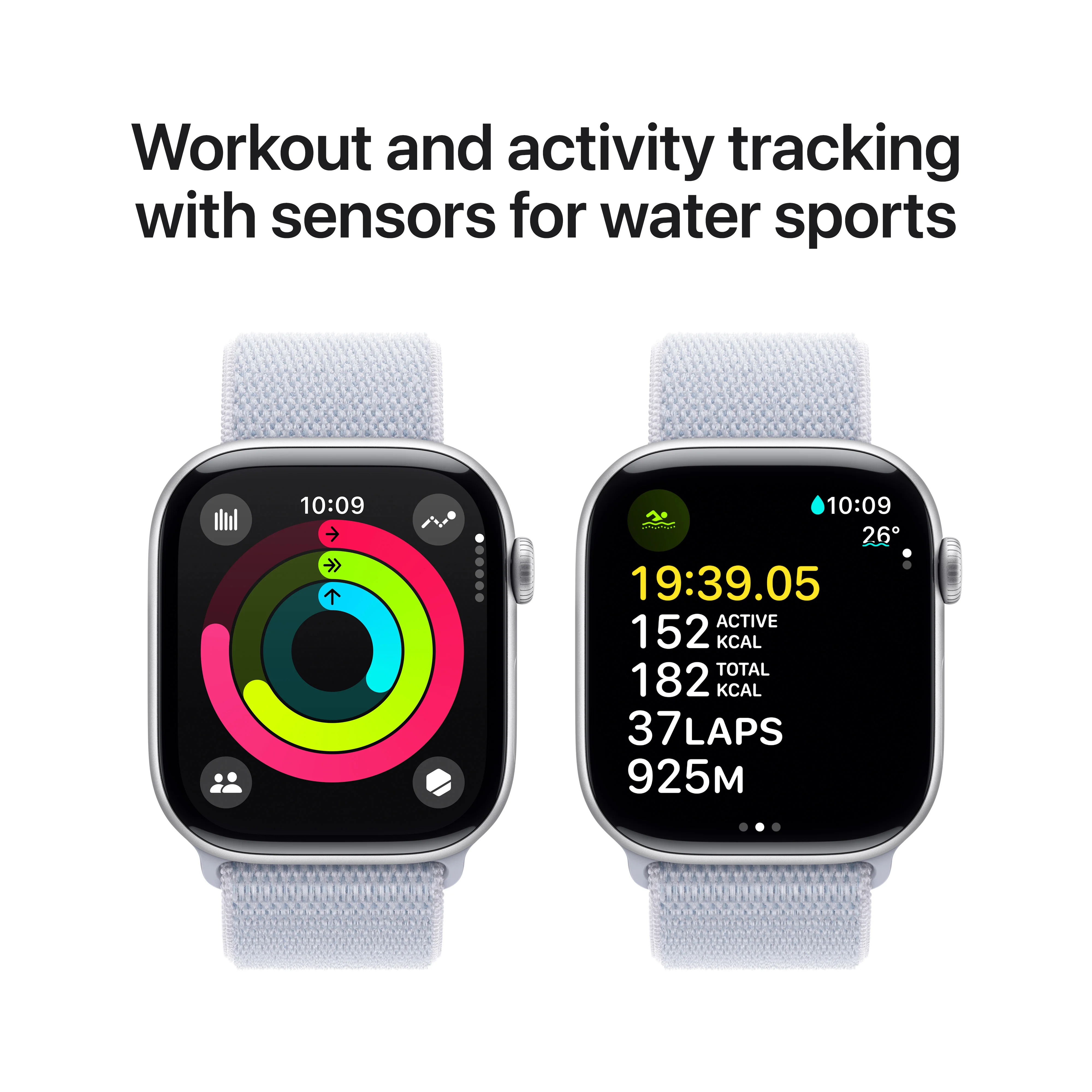 Apple Watch Series 10 GPS 42mm Silver Aluminium Case with Blue Cloud Sport Loop, MWWD3QA/A - Image 4