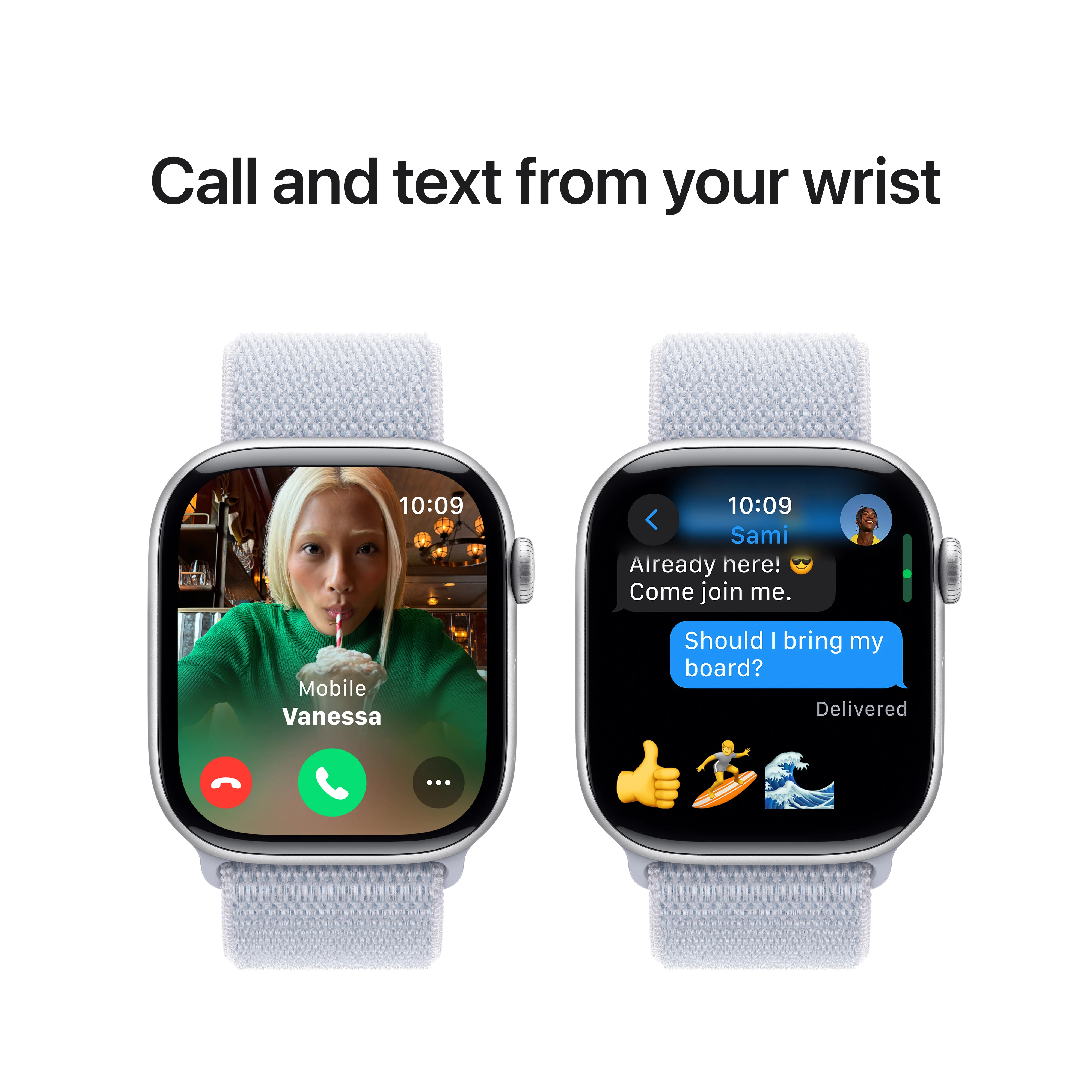 Apple Watch Series 10 GPS 42mm Silver Aluminium Case with Blue Cloud Sport Loop, MWWD3QA/A - Image 7