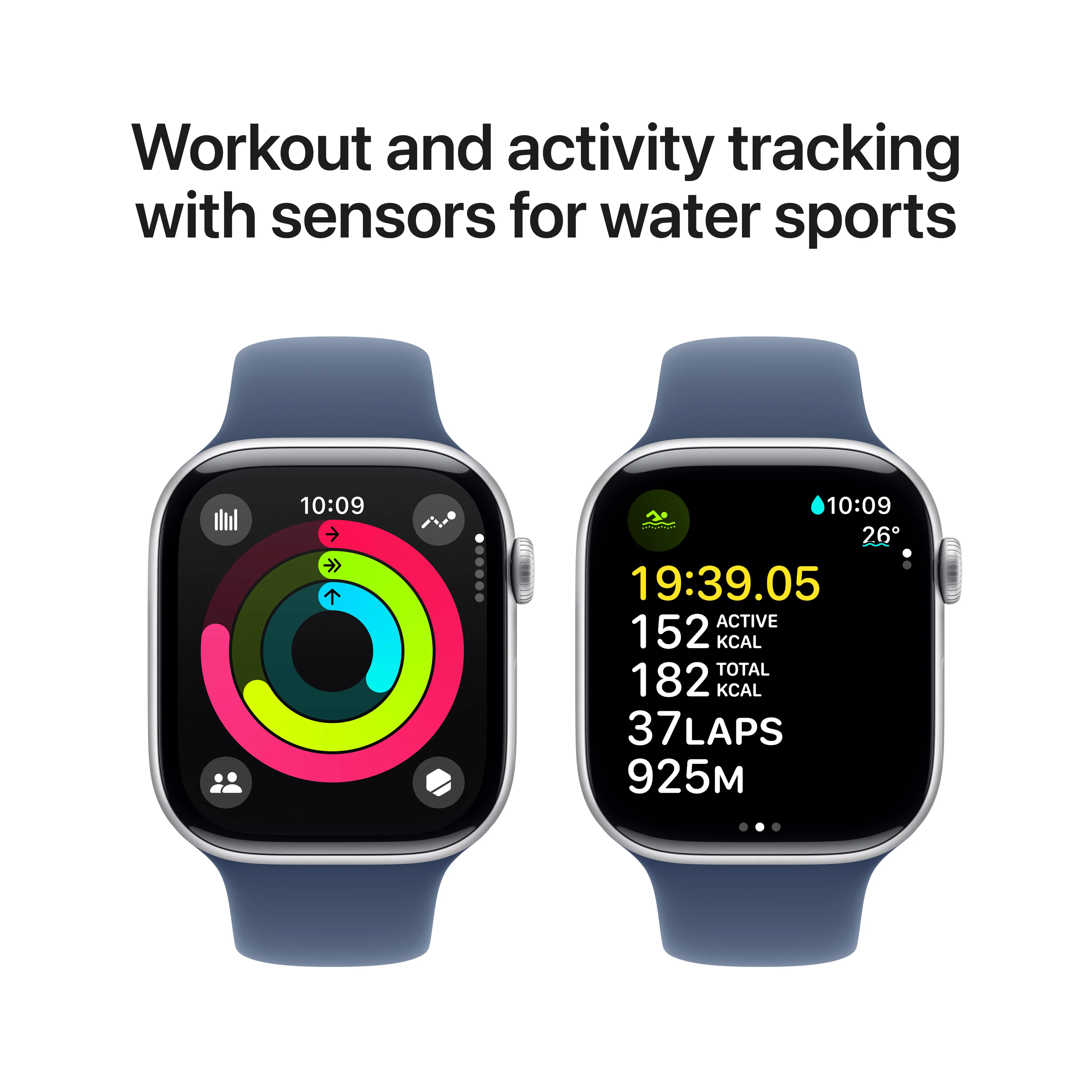 Apple Watch Series 10 GPS 42mm Silver Aluminium Case with Denim Sport Band - M/L, MWWC3QA/A - Image 4
