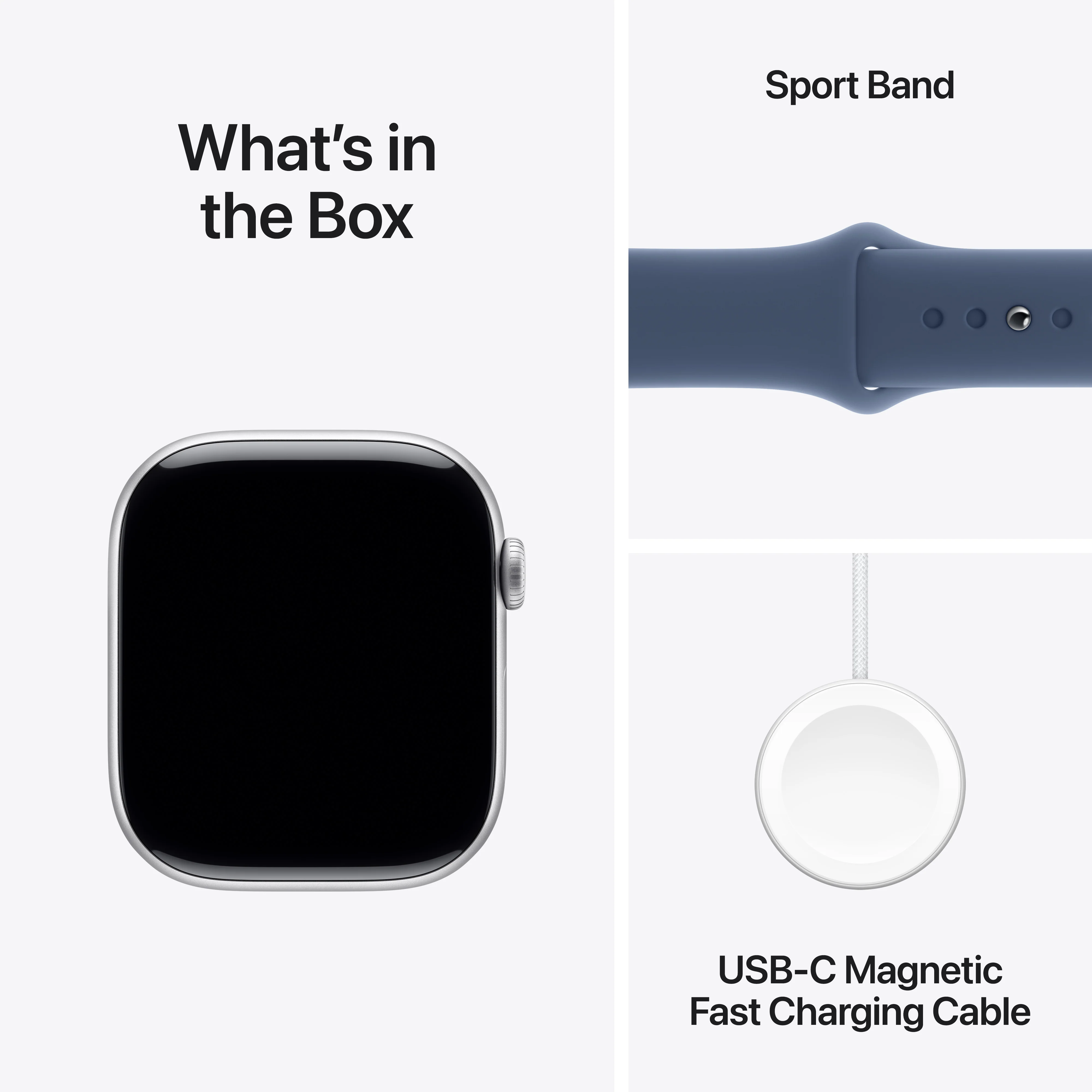 Apple Watch Series 10 GPS 42mm Silver Aluminium Case with Denim Sport Band - M/L, MWWC3QA/A - Image 9