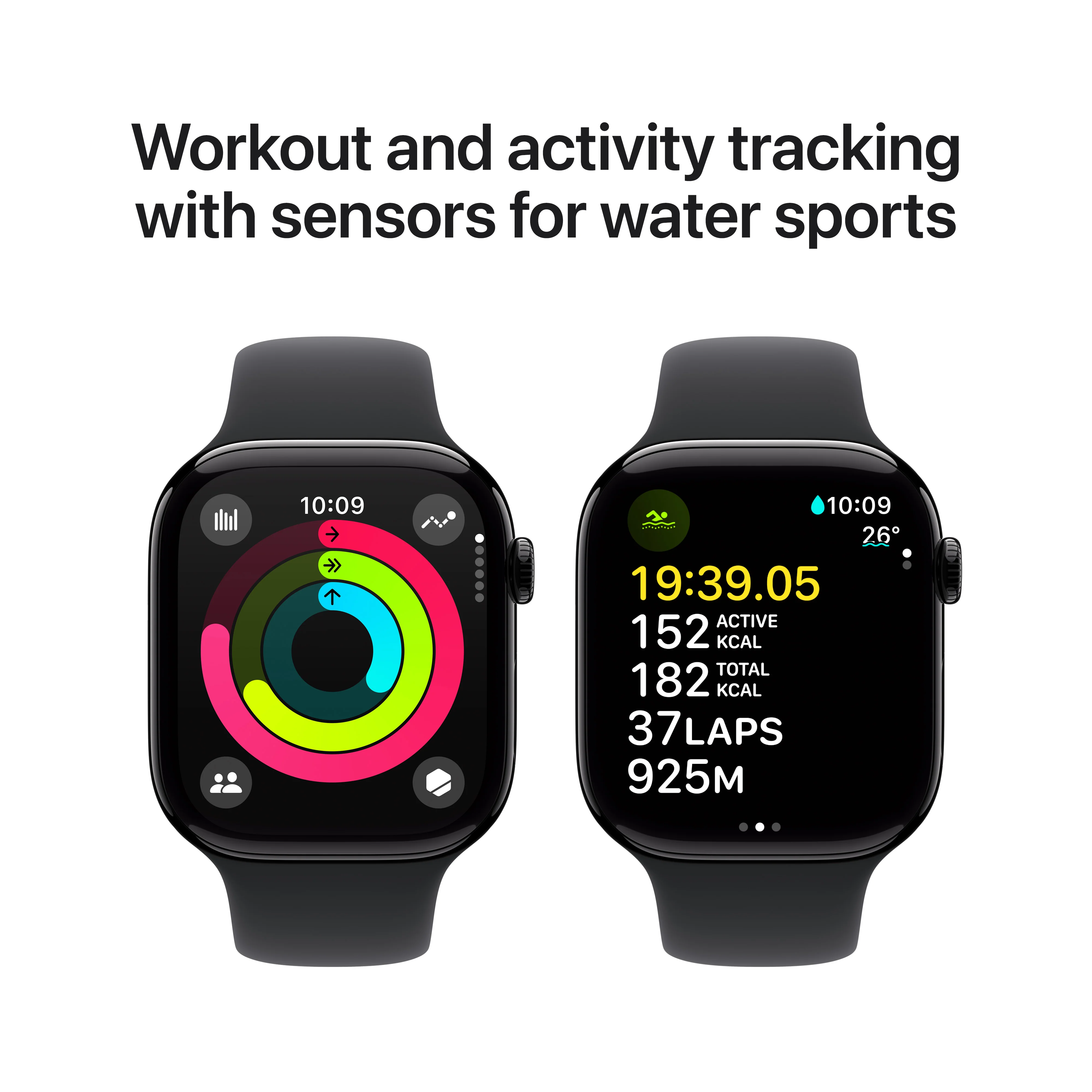 Apple Watch Series 10 GPS 46mm Jet Black Aluminium Case with Black Sport Band - M/L, MWWQ3QA/A - Image 4