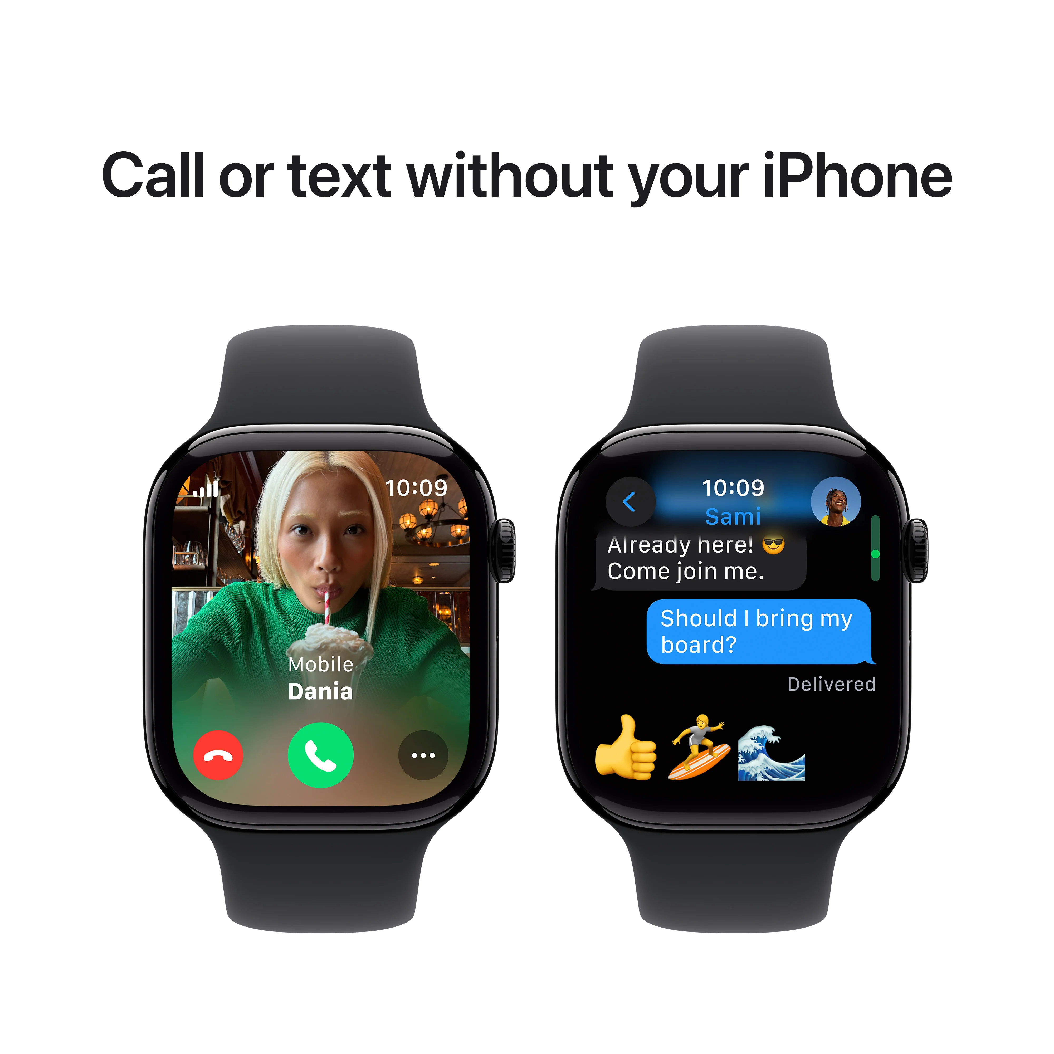 Apple Watch Series 10 GPS + Cellular 42mm Jet Black Aluminium Case with Black Sport Band - M/L, MWX73QA/A - Image 7