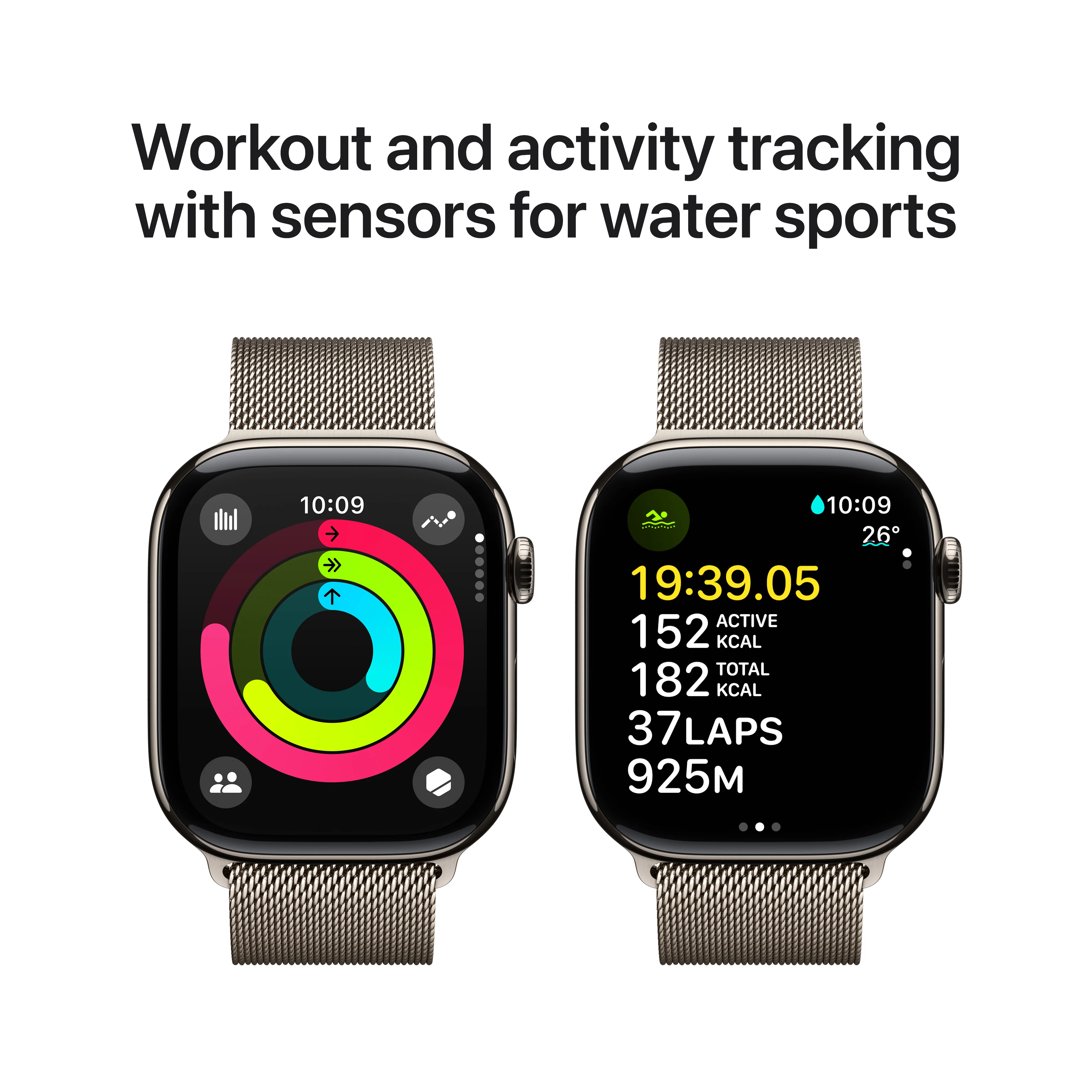 Apple Watch Series 10 GPS + Cellular 42mm Natural Titanium Case with Natural Milanese Loop, MWXF3QA/A - Image 4