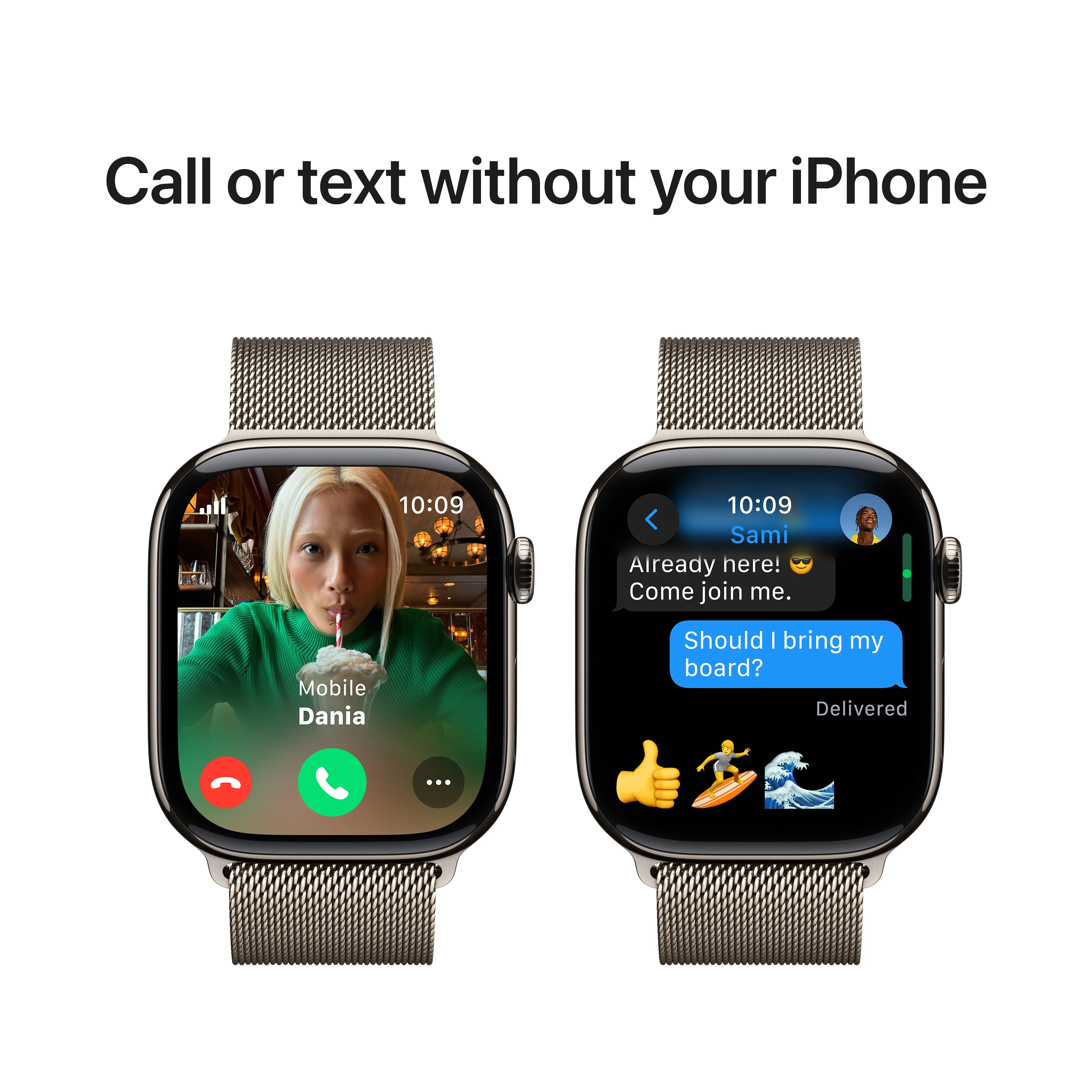 Apple Watch Series 10 GPS + Cellular 42mm Natural Titanium Case with Natural Milanese Loop, MWXF3QA/A - Image 7