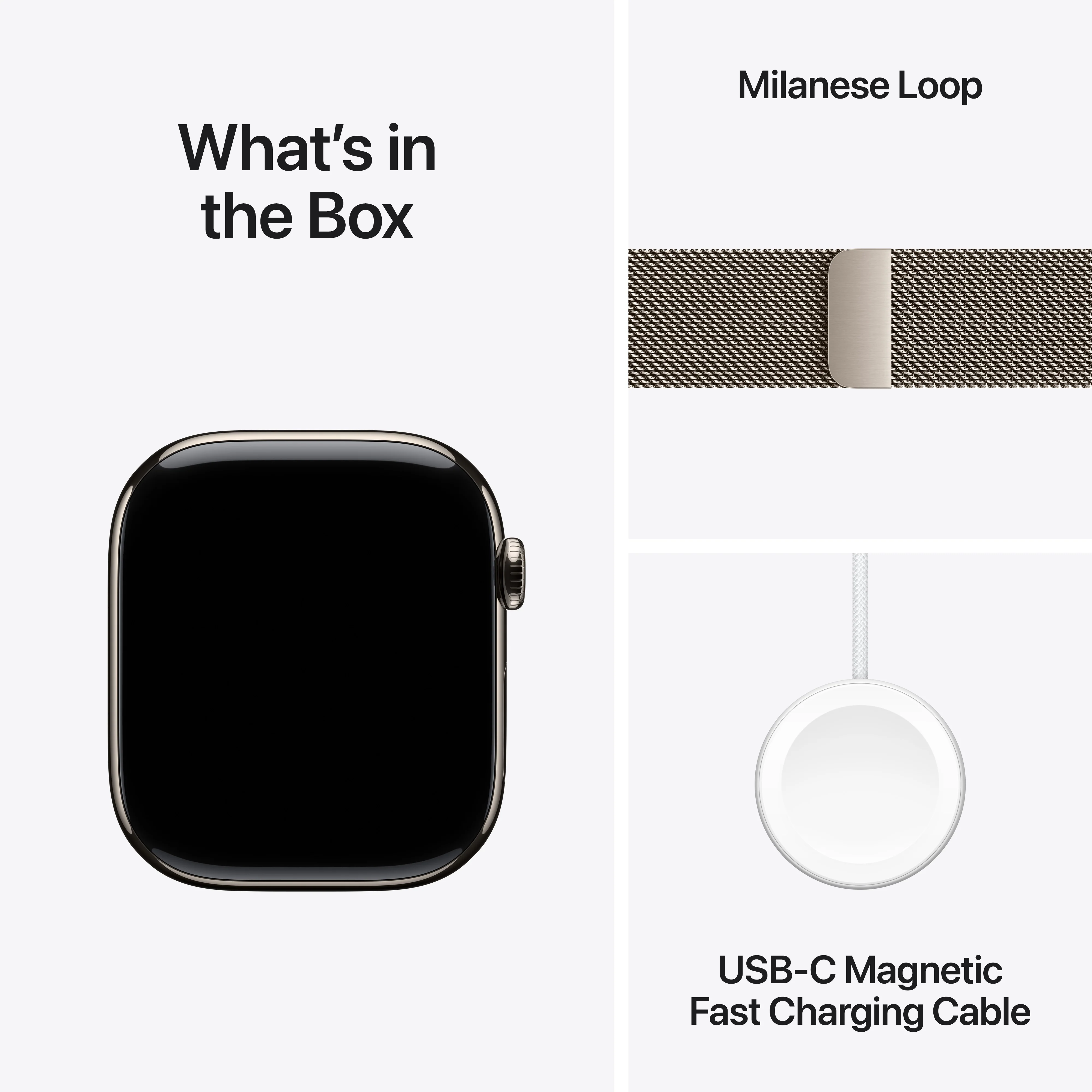 Apple Watch Series 10 GPS + Cellular 42mm Natural Titanium Case with Natural Milanese Loop, MWXF3QA/A - Image 9