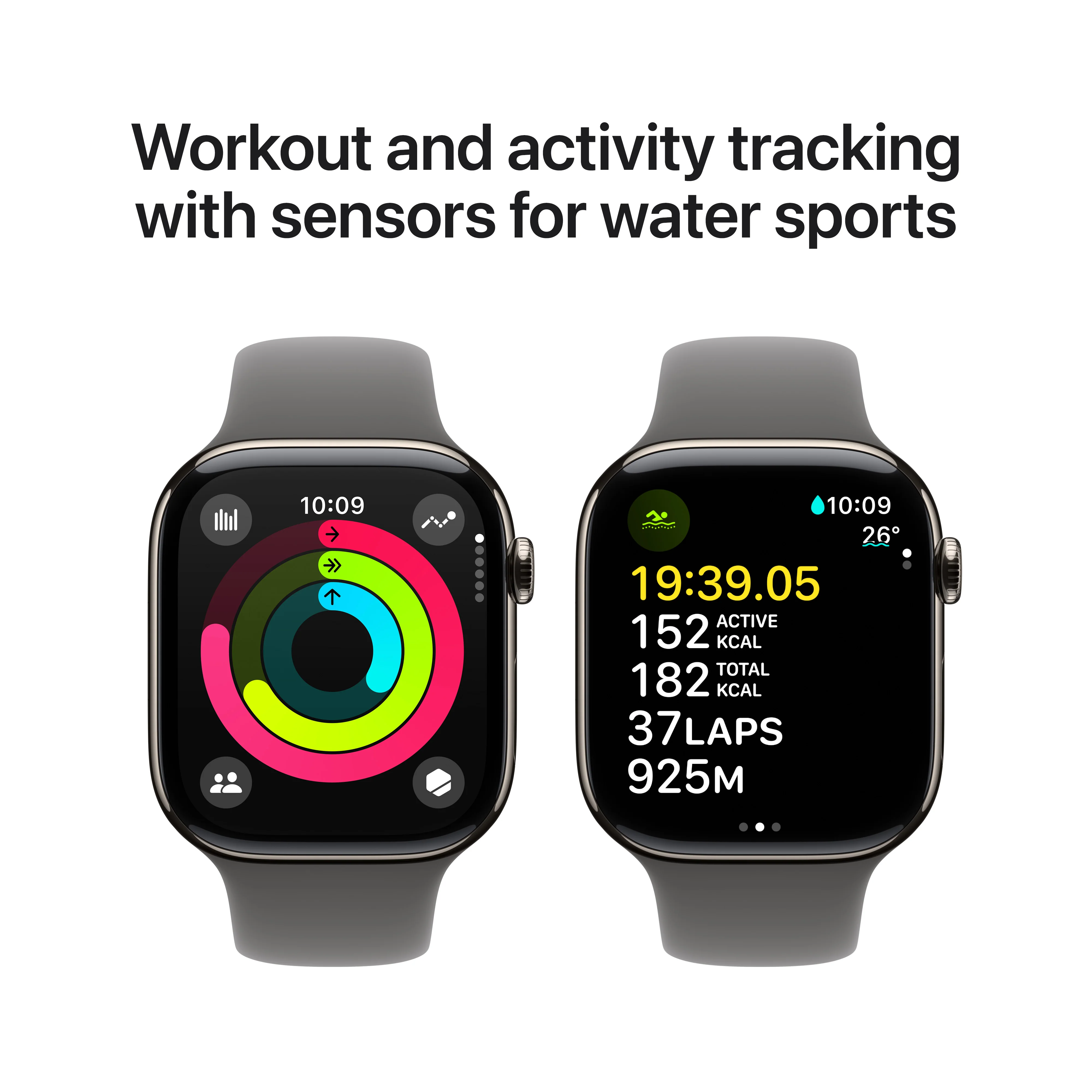 Apple Watch Series 10 GPS + Cellular 42mm Natural Titanium Case with Stone Grey Sport Band - S/M, MWXD3QA/A - Image 4