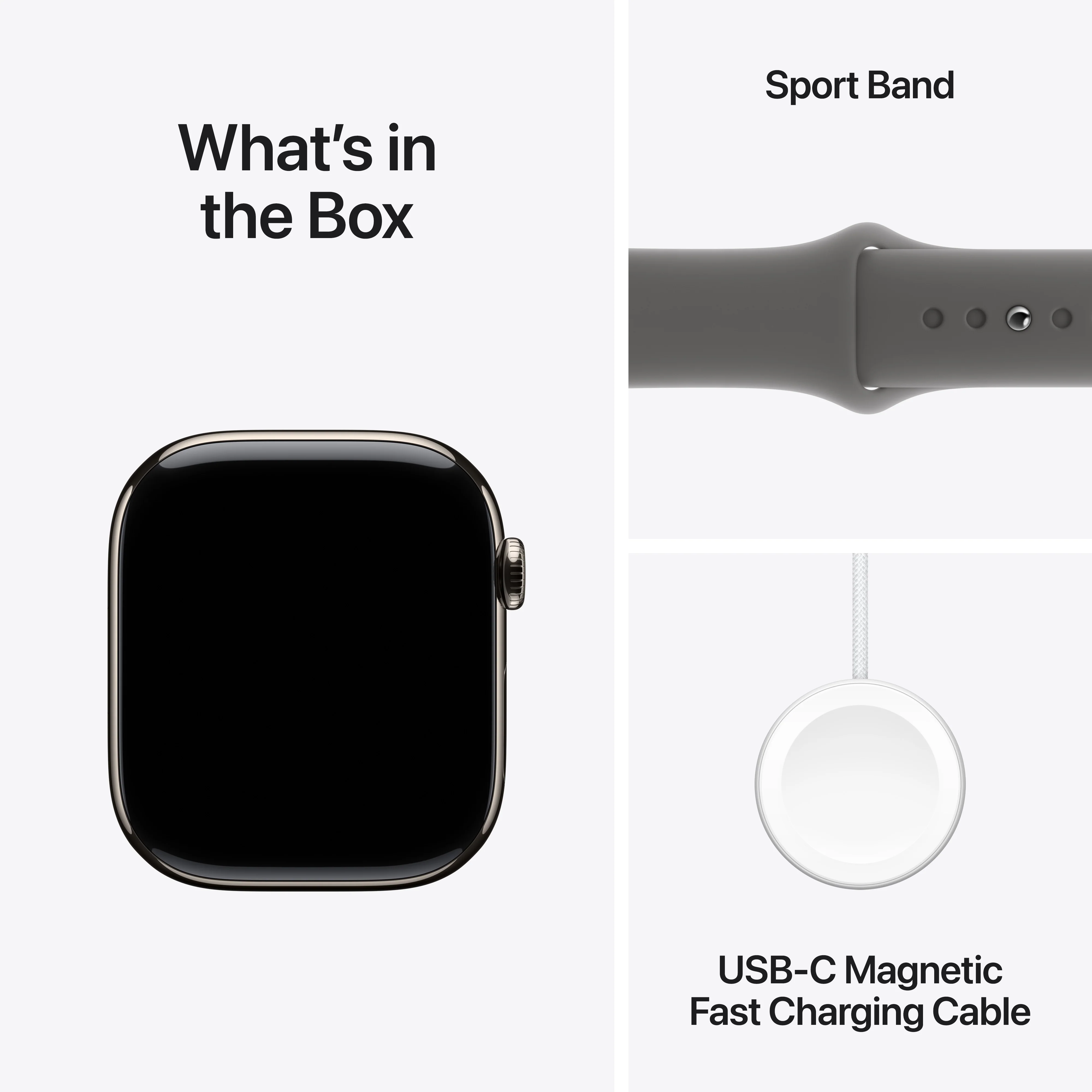 Apple Watch Series 10 GPS + Cellular 42mm Natural Titanium Case with Stone Grey Sport Band - S/M, MWXD3QA/A - Image 9