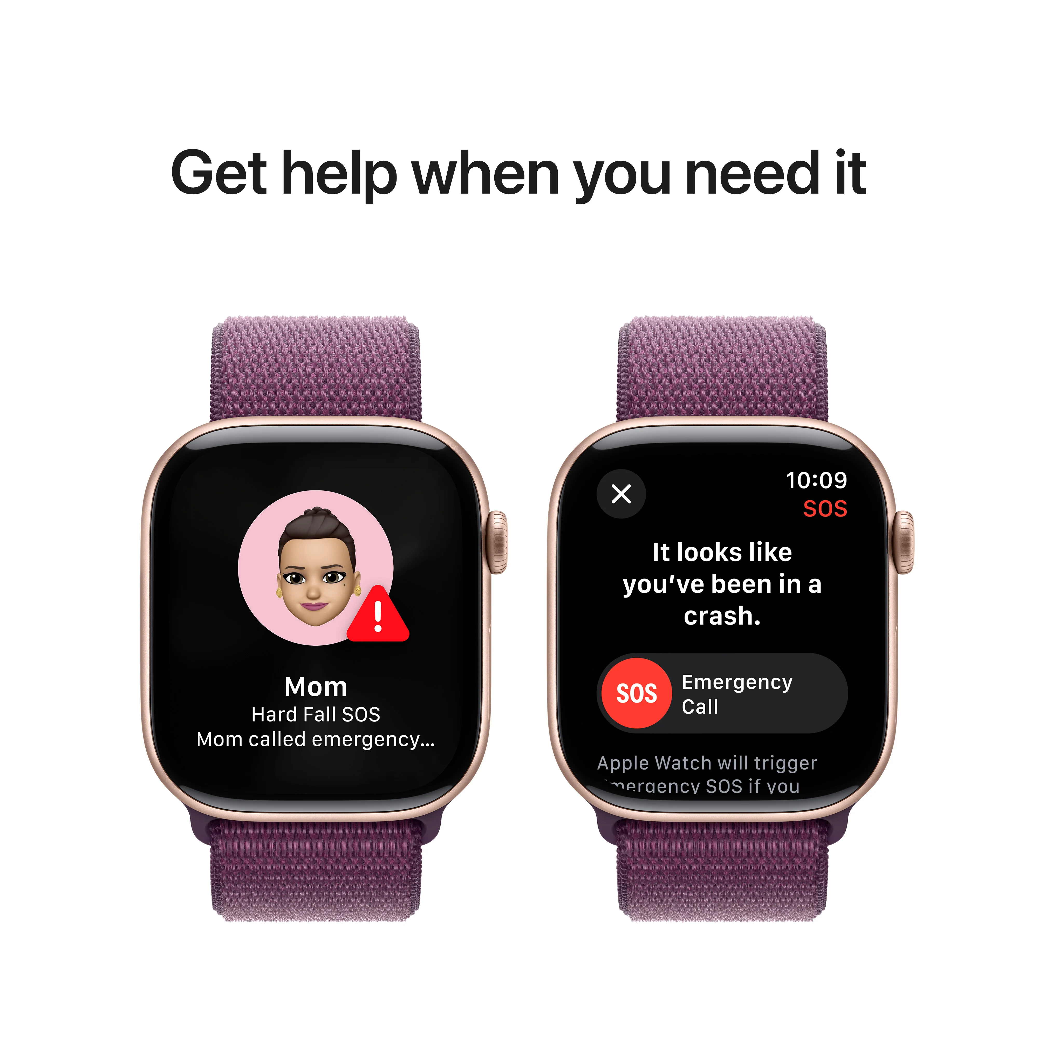 Apple Watch Series 10 GPS + Cellular 42mm Rose Gold Aluminium Case with Plum Sport Loop, MWXC3QA/A - Image 6