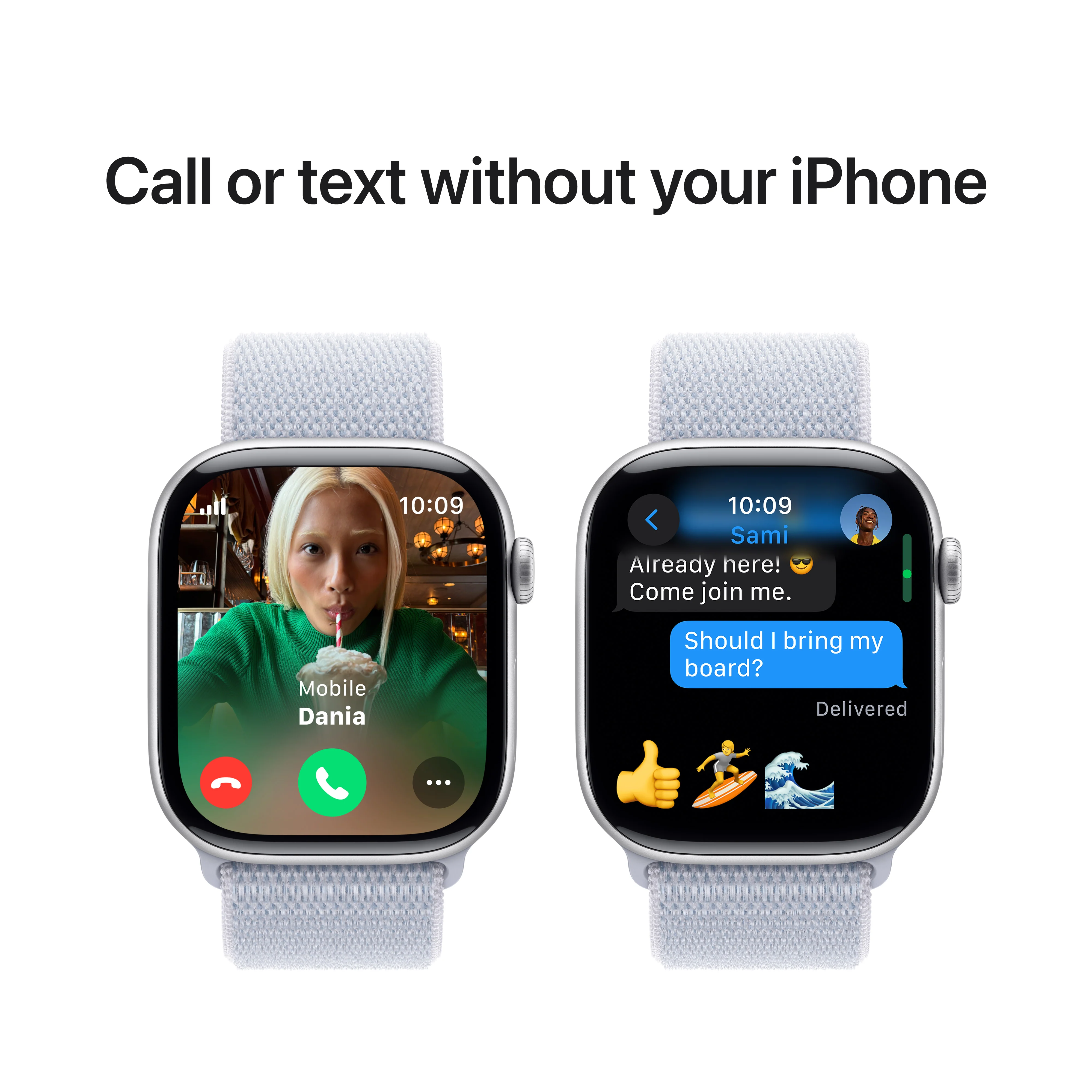 Apple Watch Series 10 GPS + Cellular 42mm Silver Aluminium Case with Blue Cloud Sport Loop, MWX53QA/A - Image 7