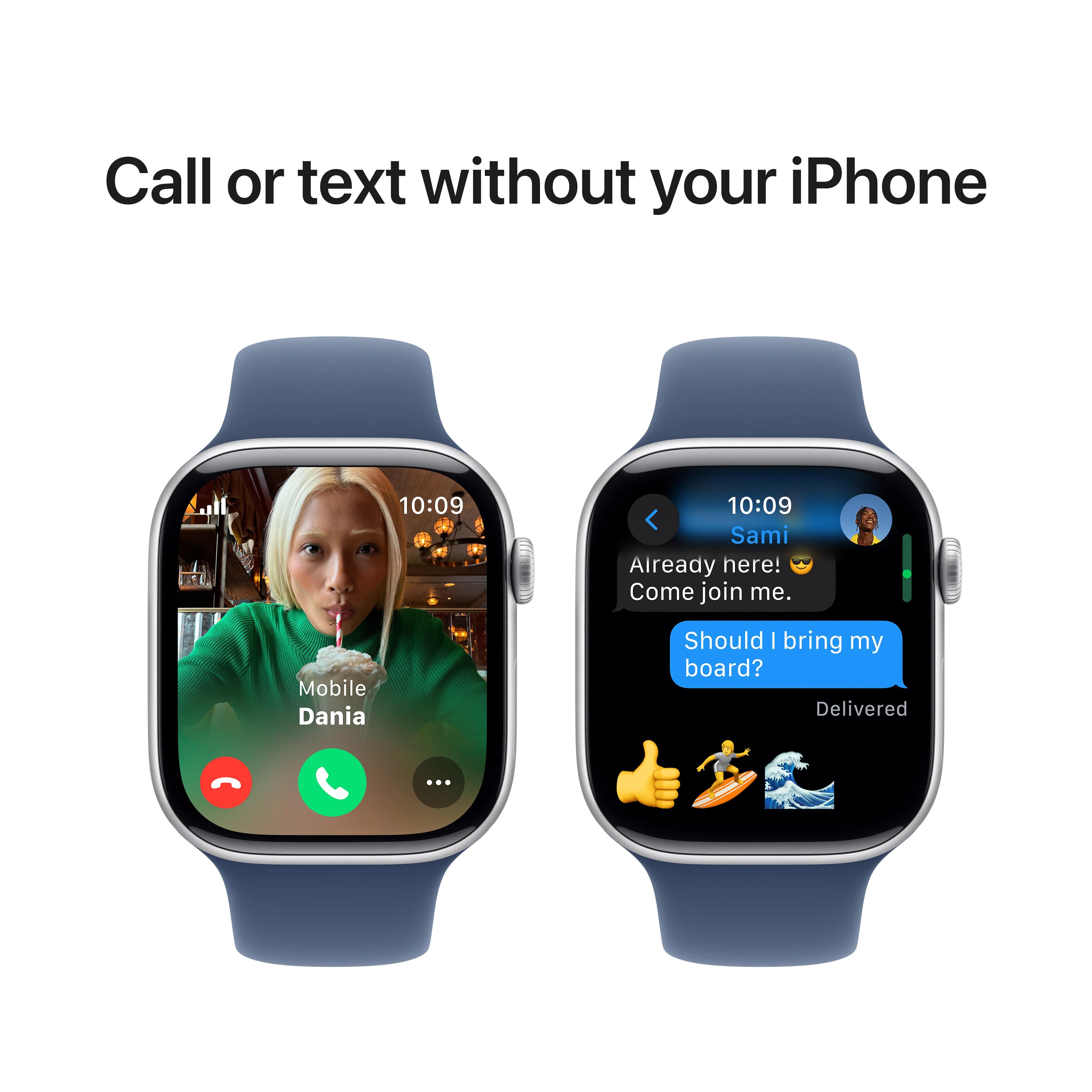 Apple Watch Series 10 GPS + Cellular 42mm Silver Aluminium Case with Denim Sport Band - S/M, MWX33QA/A - Image 7