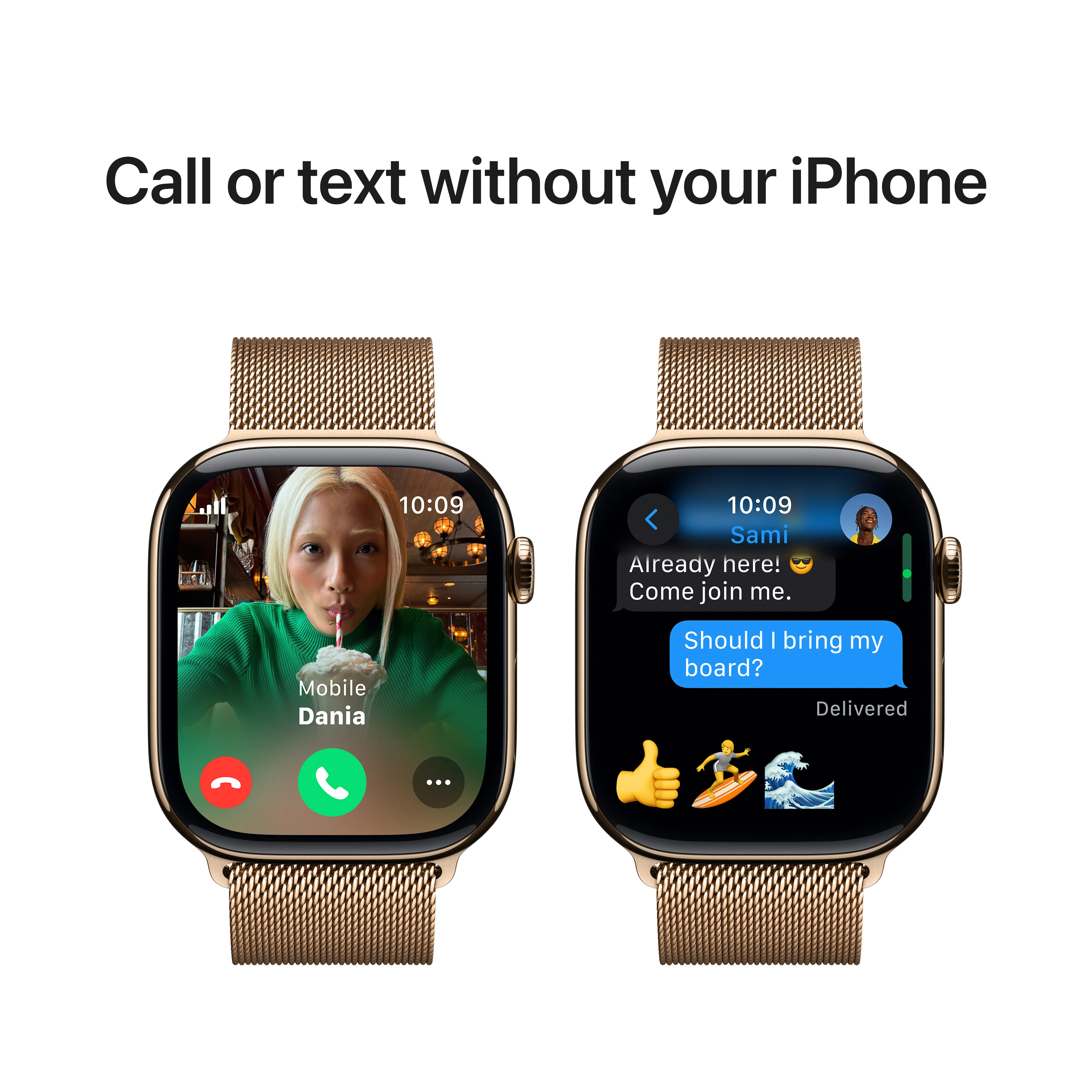 Apple Watch Series 10 GPS + Cellular 46mm Gold Titanium Case with Gold Milanese Loop - S/M, MC7T4QA/A - Image 7