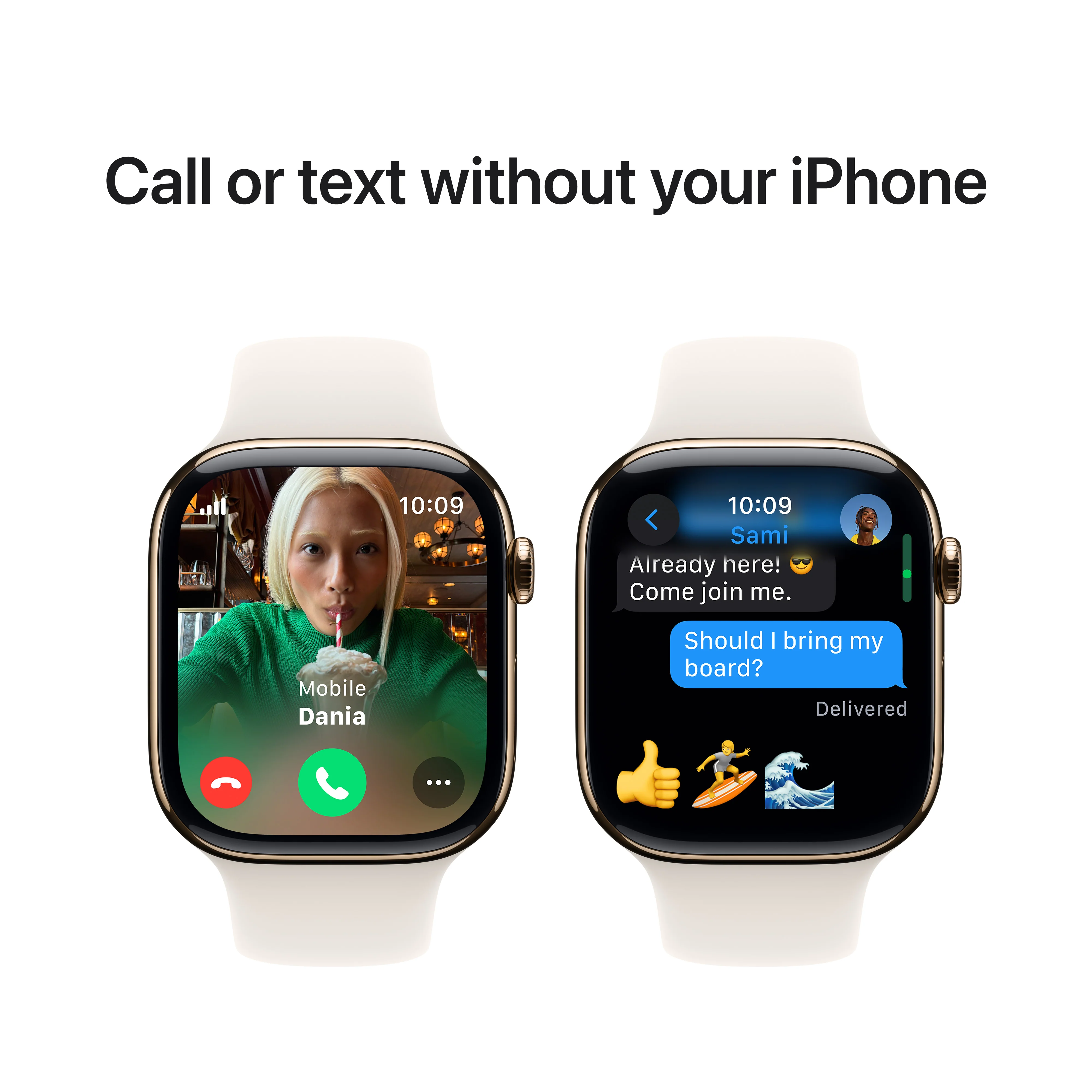Apple Watch Series 10 GPS + Cellular 46mm Gold Titanium Case with Starlight Sport Band - S/M, MWYX3QA/A - Image 7