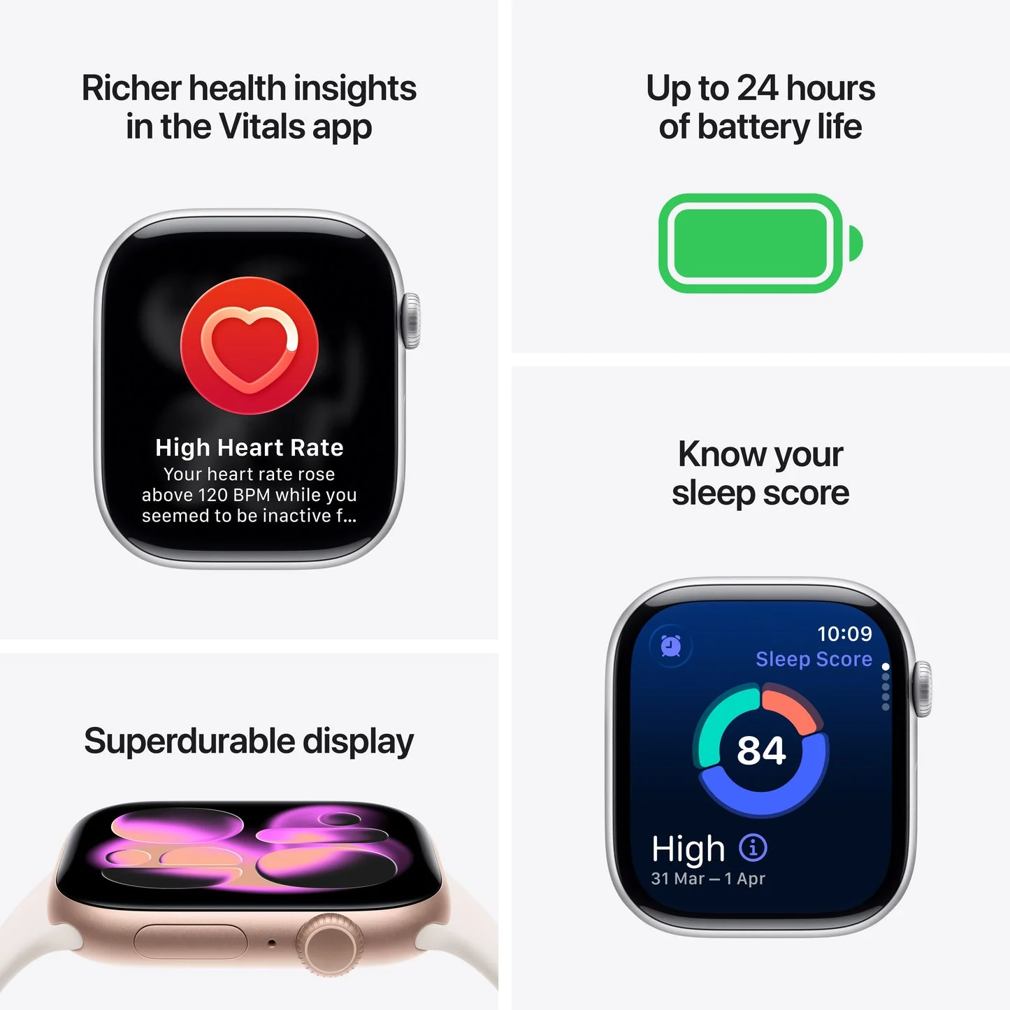 Apple Watch Series 11 GPS 42mm, Rose Gold Aluminium Case with Light Blush Sport Band, S/M - Image 3