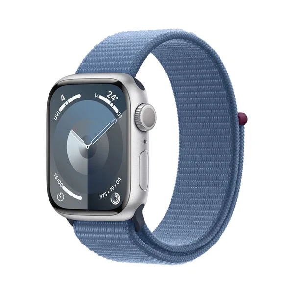 Apple Watch Series 9 GPS + Cellular 41mm Silver Aluminium Case + Winter Blue Sport Loop