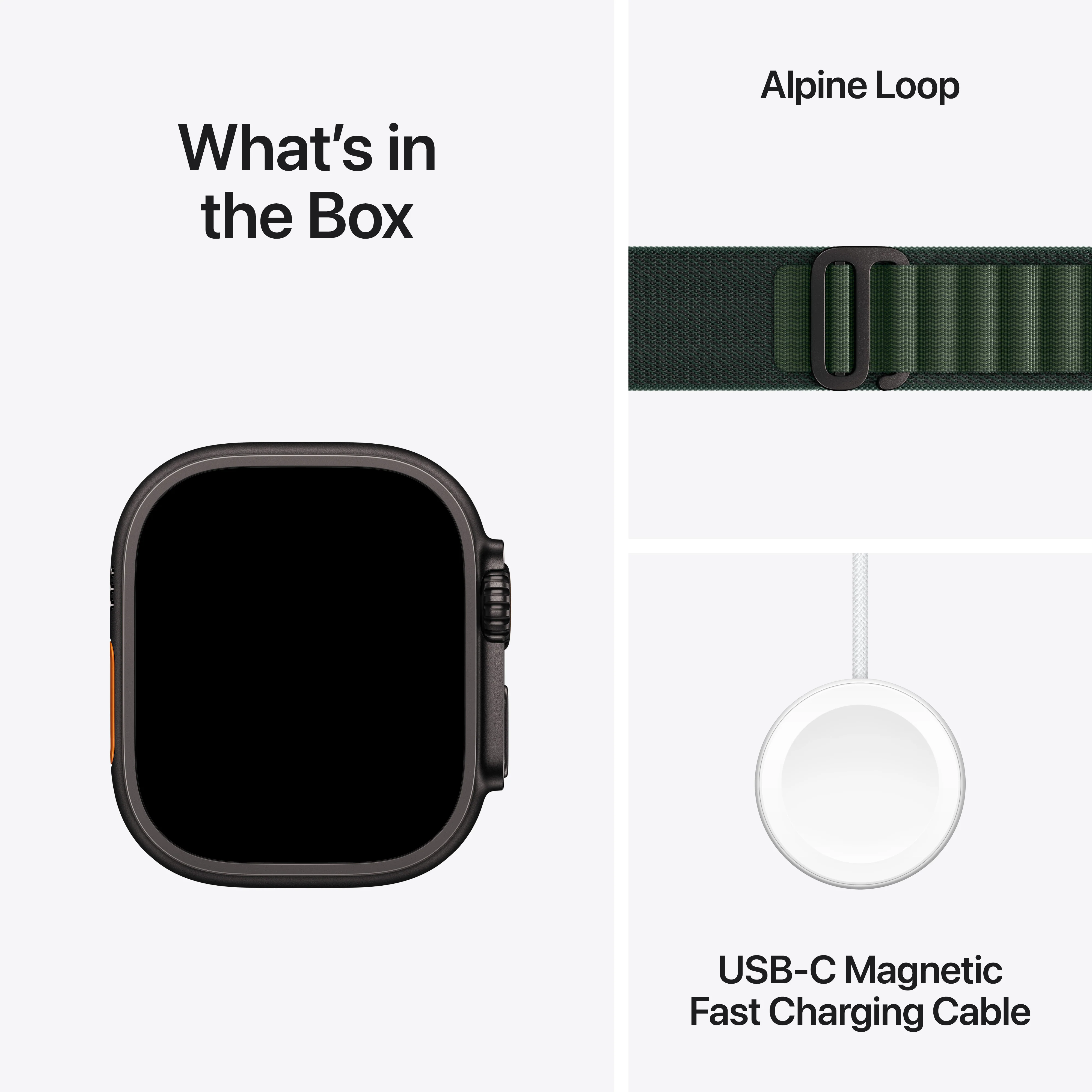 Apple Watch Ultra 2 GPS + Cellular 49mm Black Titanium Case with Dark Green Alpine Loop - Medium, MX4R3QA/A - Image 9