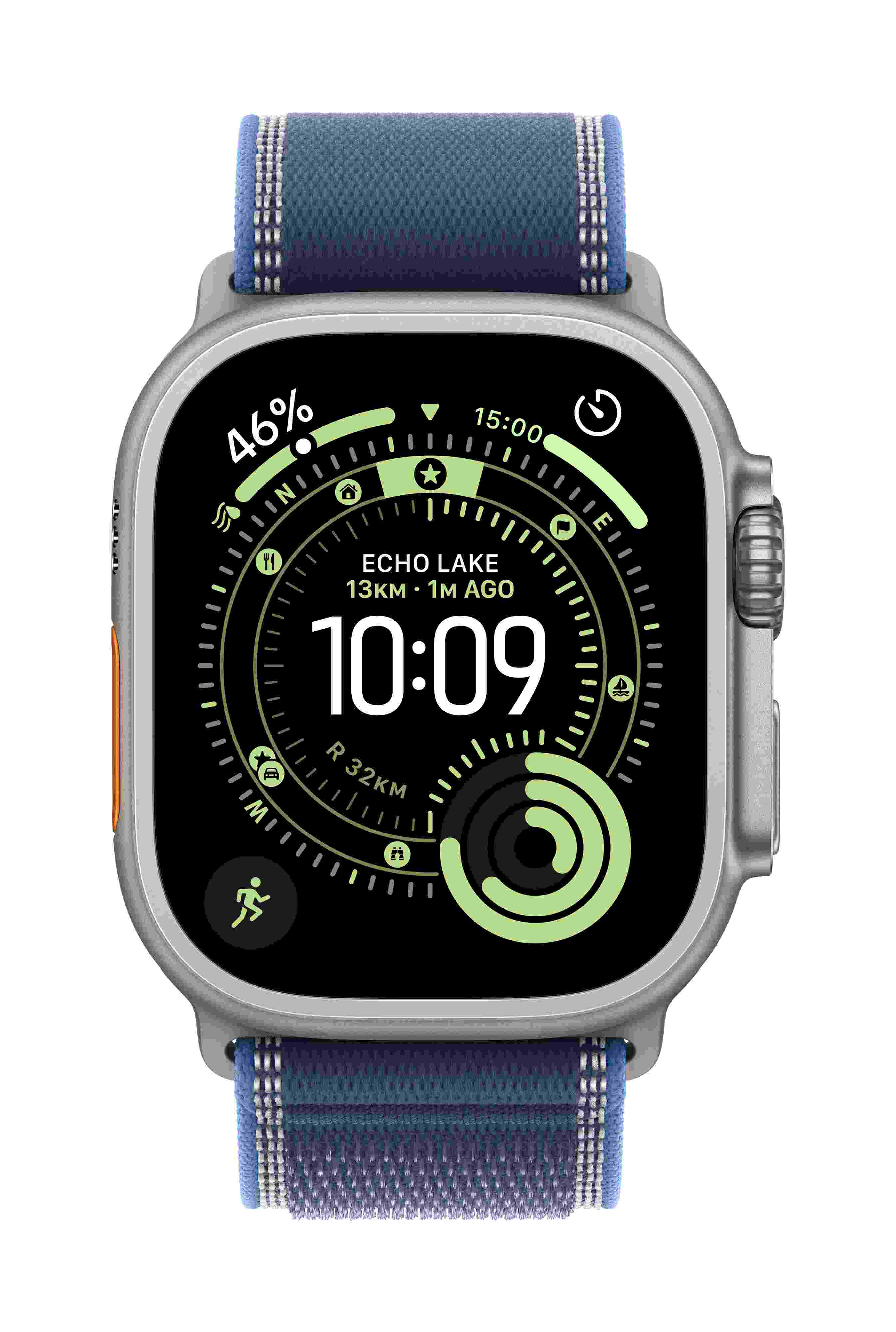 Apple Watch Ultra 3 GPS + Cellular 49mm, Natural Titanium Case with Blue/Bright Blue Trail Loop, M/L