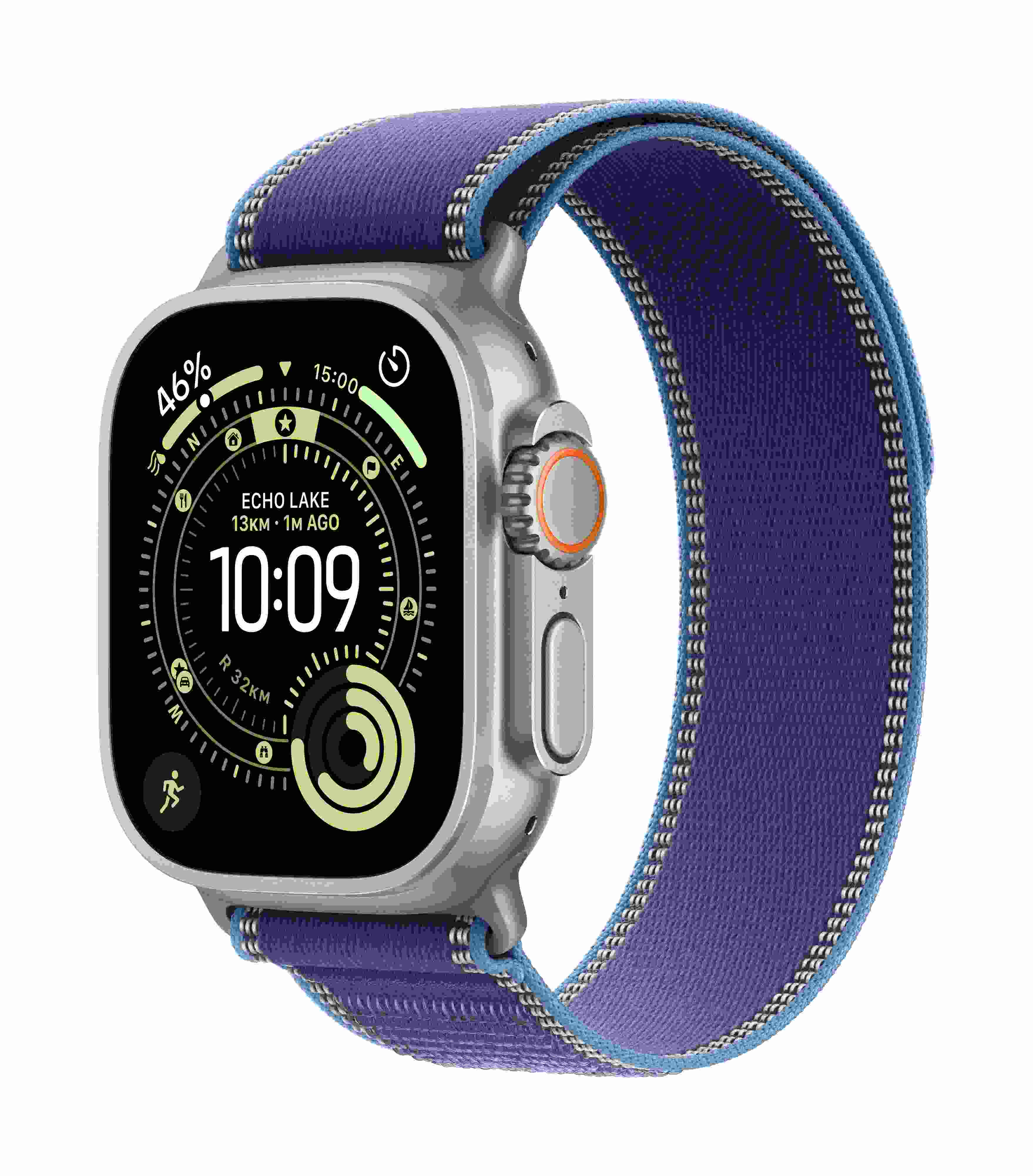 Apple Watch Ultra 3 GPS + Cellular 49mm, Natural Titanium Case with Blue/Bright Blue Trail Loop, M/L - Image 2