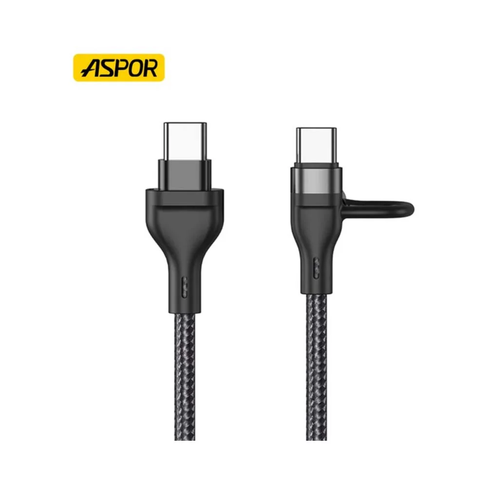 Aspor 4 in 1 Wired Wholesale New USB Fast Charger Data Cable 1.2m Black - Image 2