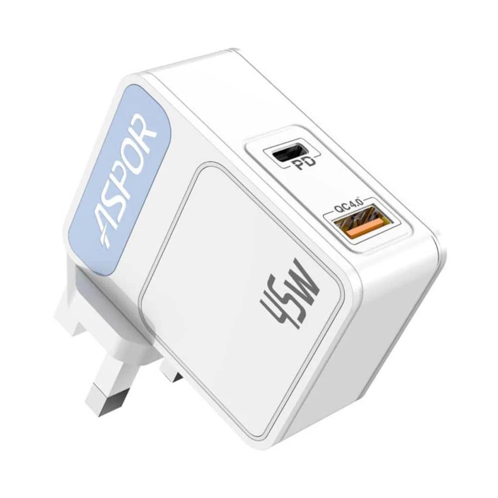 Aspor PD+QC 3.0 Fast USB Wall Charger White - Image 3