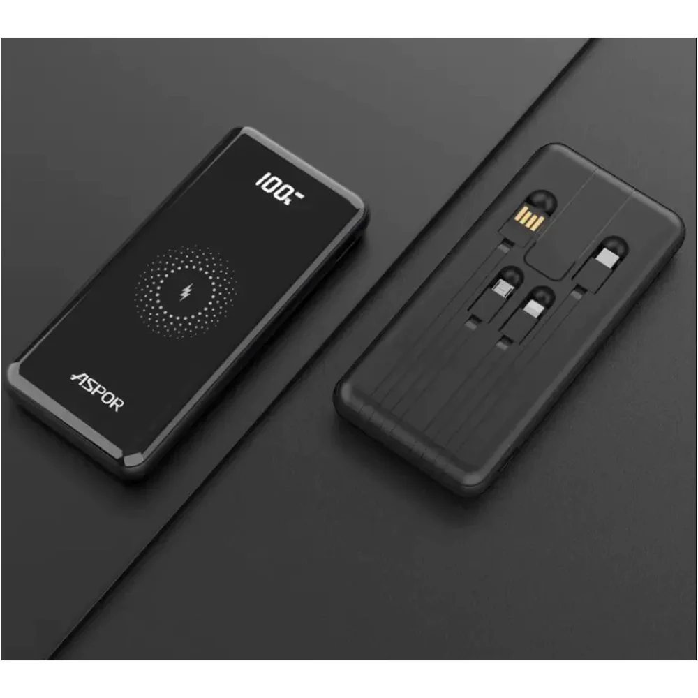 Aspor Quick Charging Wireless Power Bank 10000mAh Black - Image 2