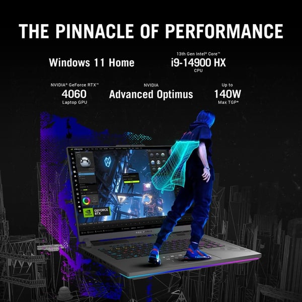 ASUS ROG Strix G614JVR-I9161G Gaming Laptop, Intel 14th Gen i9-14900, 16GB RAM, 1TB SSD, RTX 4060 8GB, 16 WUXGA, Windows 11 Home, Eclipse Grey - Image 5