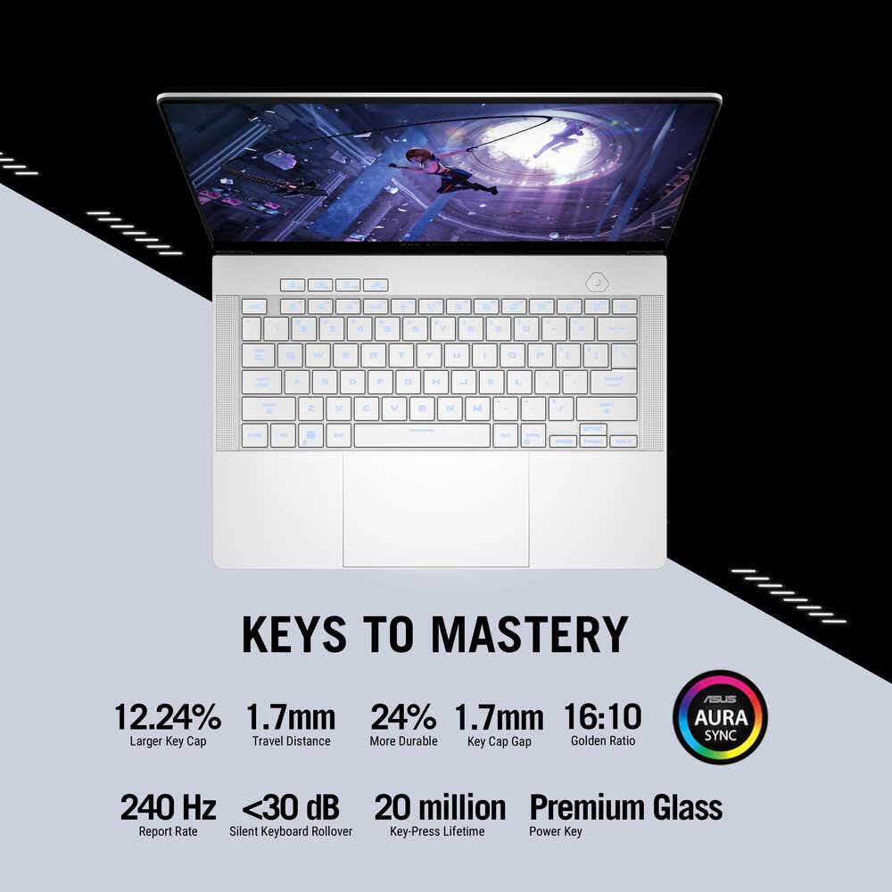 ASUS ROG Zephyrus GA403UV-OLED9132W Gaming Laptop, AMD R9-8000 R9-8945HS, 32GB RAM, 1TB SSD, RTX 4060 8GB, 14 3K OLED, Windows 11 Home, Platinum White - Image 3