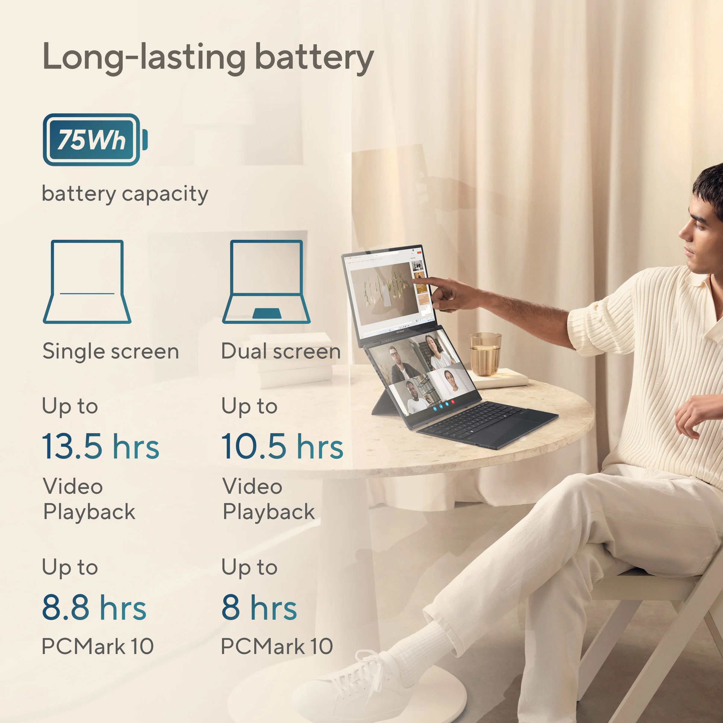 ASUS Zenbook Duo Laptop Intel Core Ultra 7-255H, 32GB LPDDR5X, 1TB SSD, 14-inch 16:10 Touch OLED Display, Windows 11 Home, Inkwell Gray, UX8406CA-OLED7 (2025) - Image 22