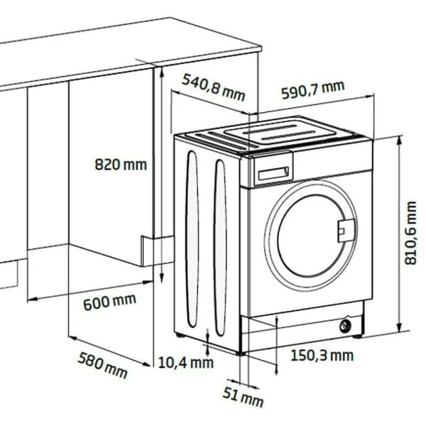 BEKO  HITV8733  BI  WASHER, 8kg/5kg Washer/Dryer bi, 1400 RPM, Stainless Steel, Knob Control, 220-240 Volts, 50-60 Hz, 8kg/5kg Washer/Dryer bi, Turkey, white - Image 3
