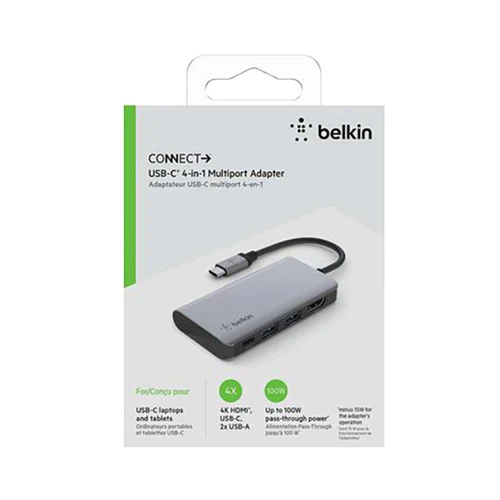 Belkin 4-In-1 Multi Port Type-C USB Hub Grey - Image 3