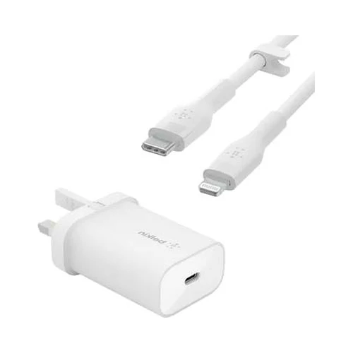 Belkin Boost Charge USB Type-C PD 3.0 PPS Wall Charger With USB Type-C To Lightning Cable White