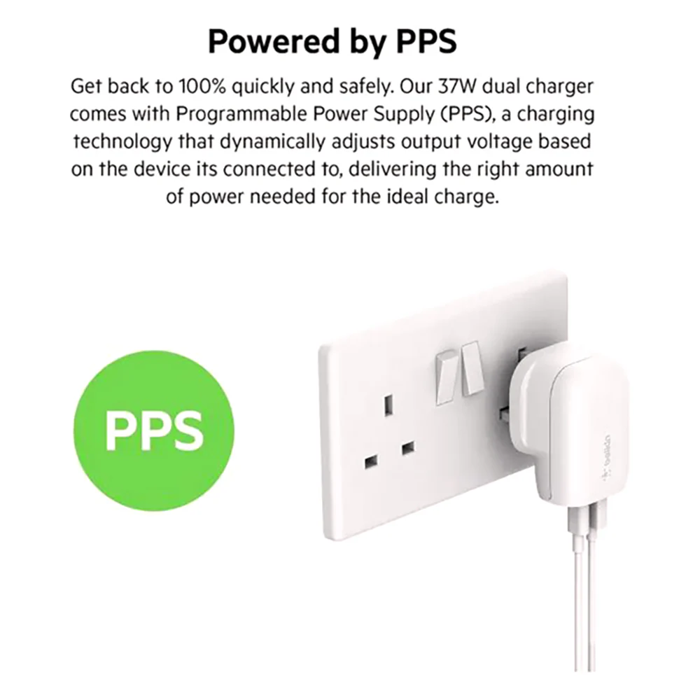 Belkin 35W Dual Port Wall Phone Charger White - Image 6