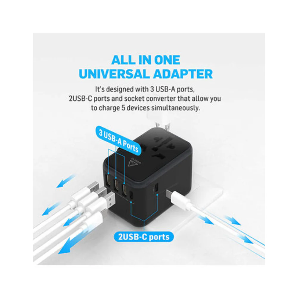 Adonit Universal Travel Wall Charger Black - Image 2